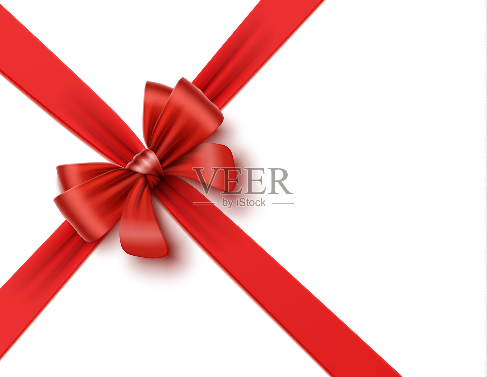 对角线光泽红色蝴蝶结与丝带，矢量插图插画图片素材