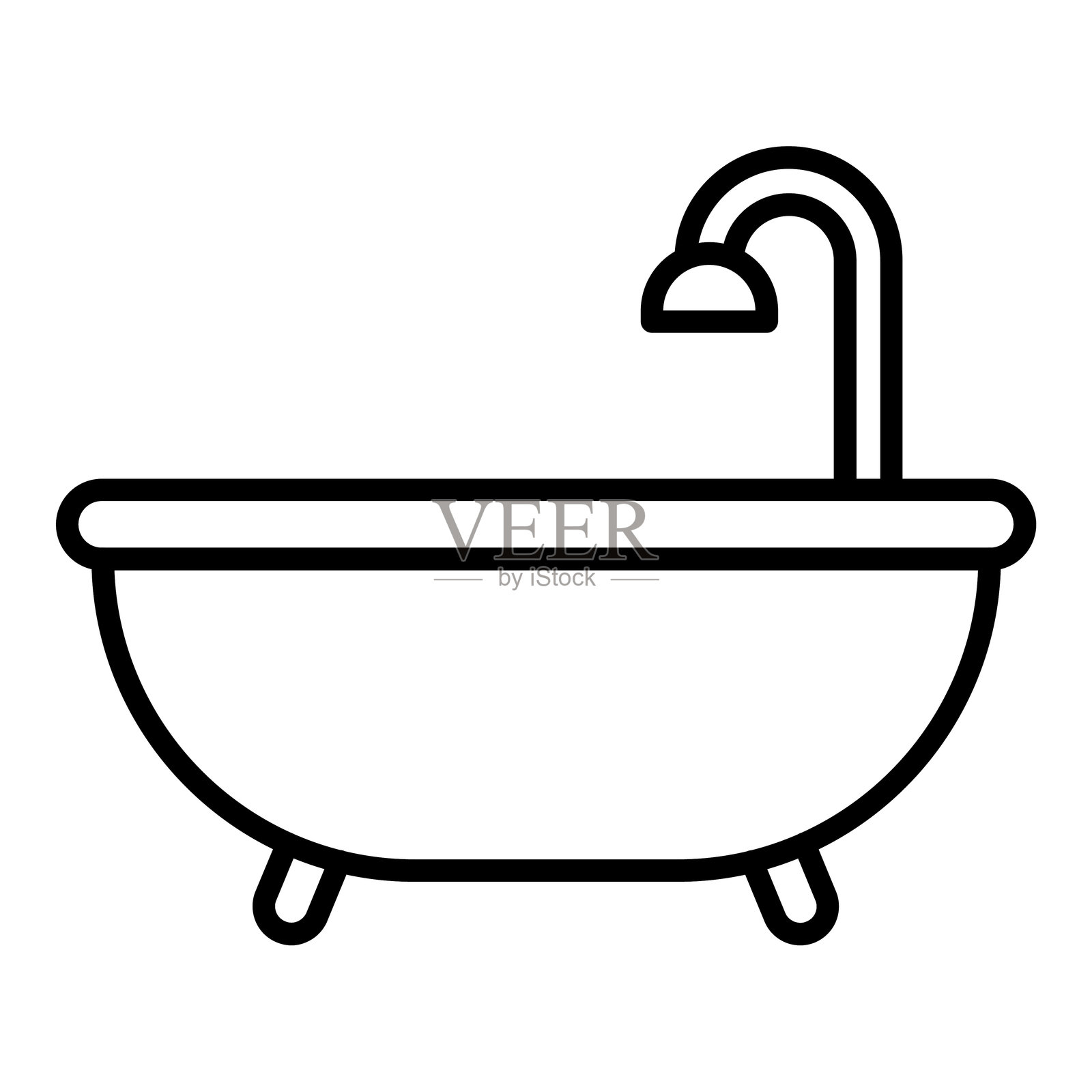 矢量设计浴缸图标风格插画图片素材