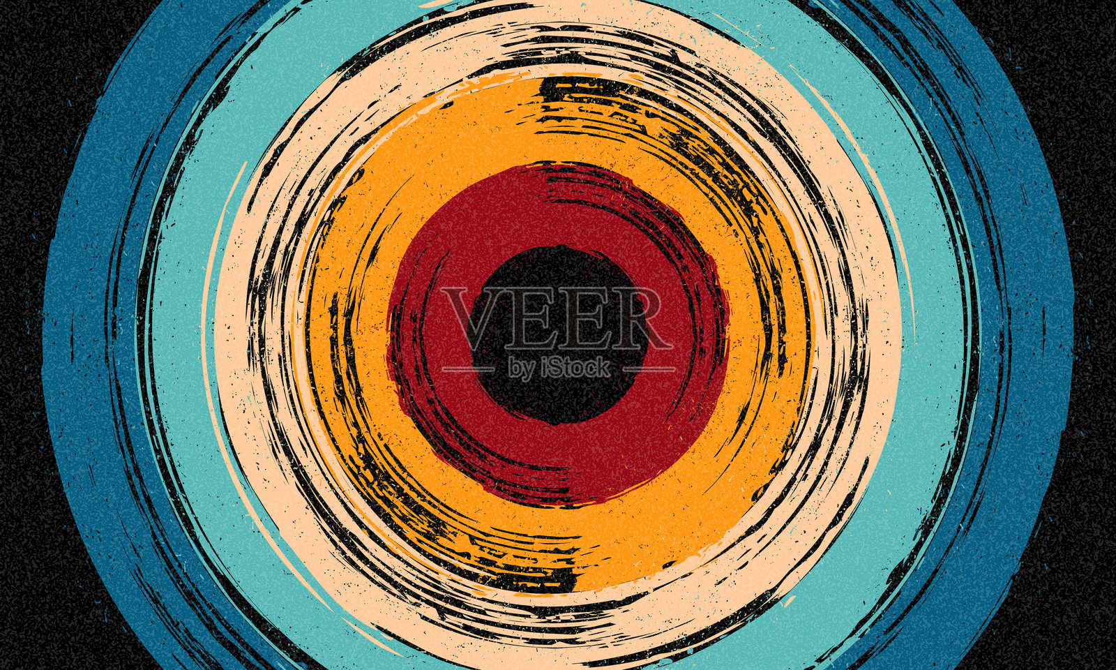 抽象的横向水彩背景。手绘矢量纹理。刷笔涂抹的柔和色彩水彩画。美丽的矢量渐变背景，带有复古波浪线。插画图片素材