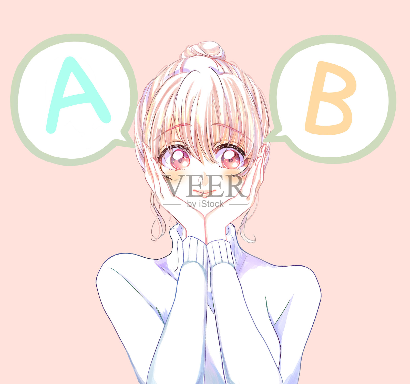 一位看起来快乐的女性在思考选择的插图插画图片素材