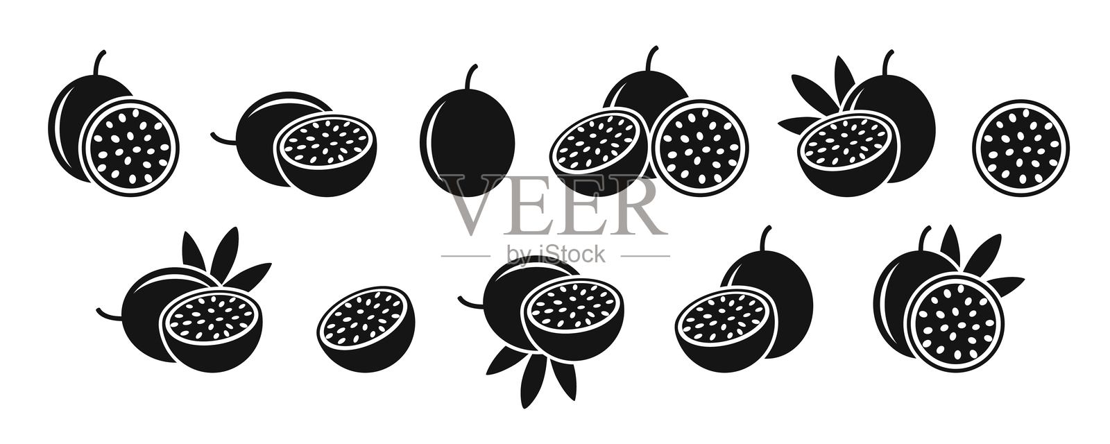 百香果标志。白色背景上的孤立百香果插画图片素材