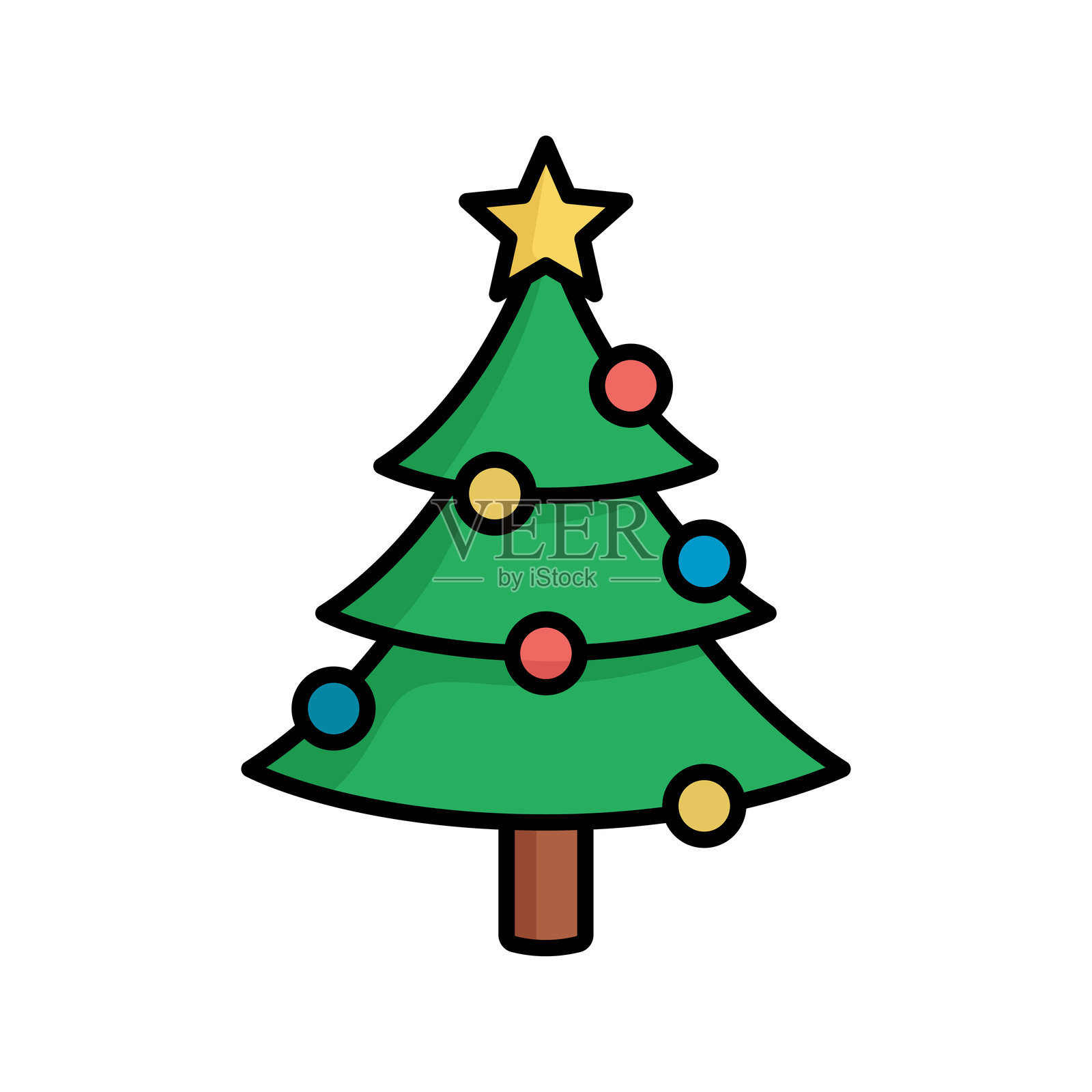 圣诞树图标矢量设计模板，简单而干净插画图片素材