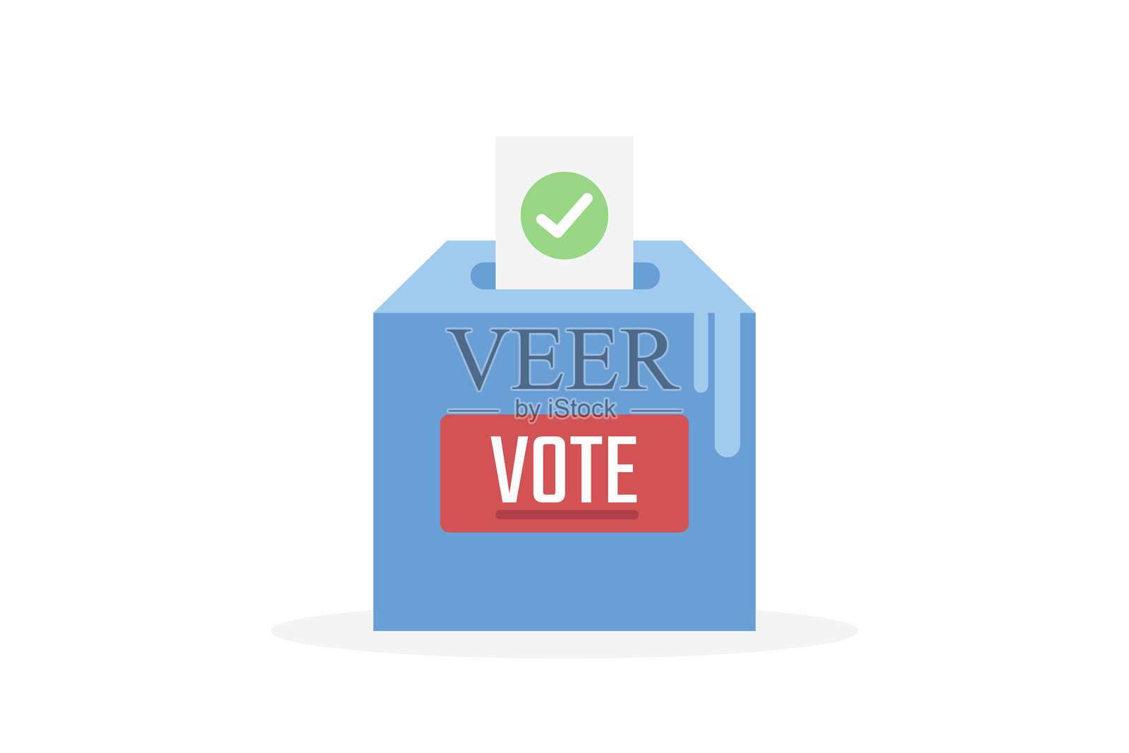 投票箱与已勾选的选票，象征着民主与公民参与。插画图片素材