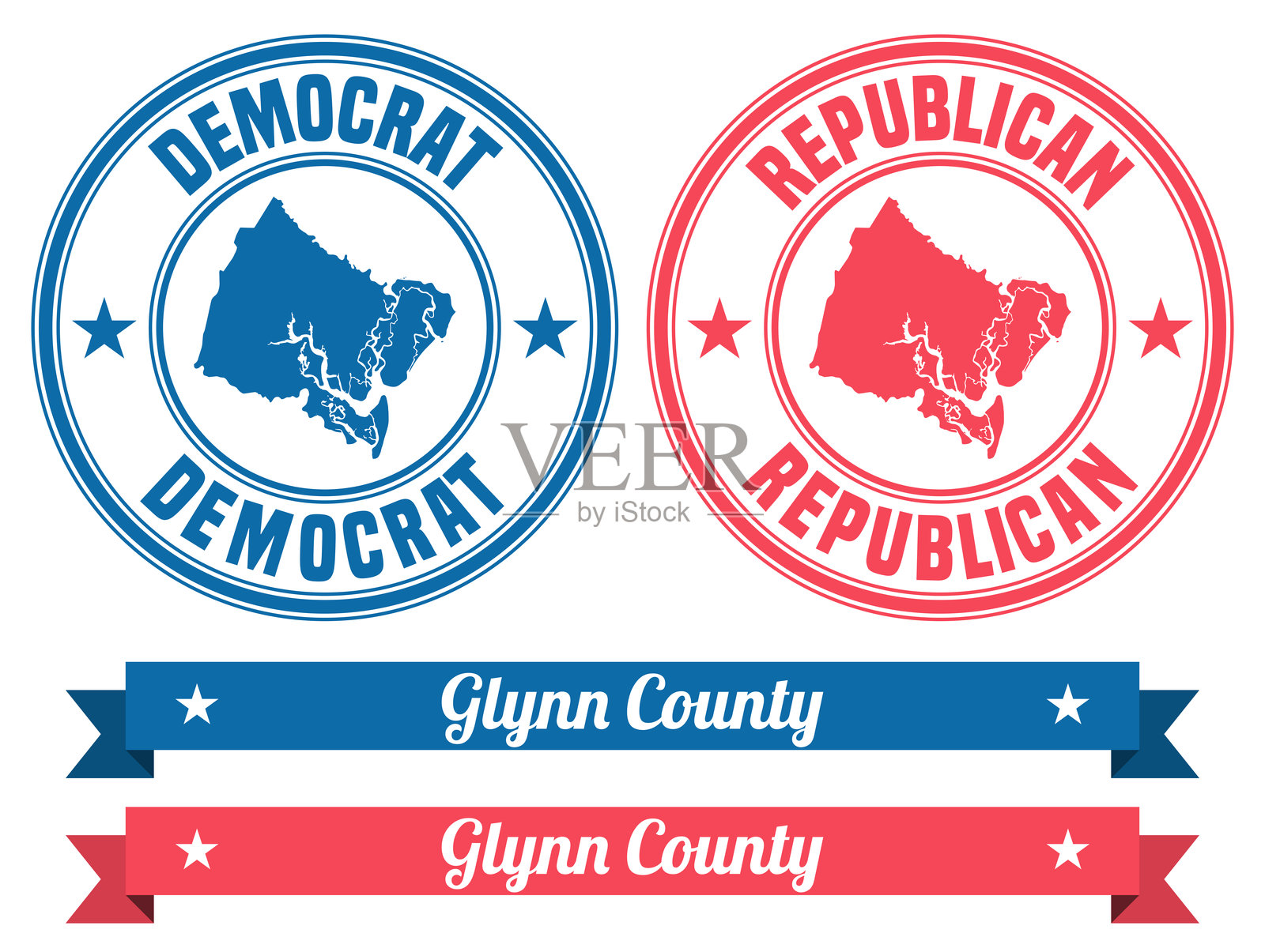 乔治亚州格林县。带横幅的橡皮图章地图插画图片素材