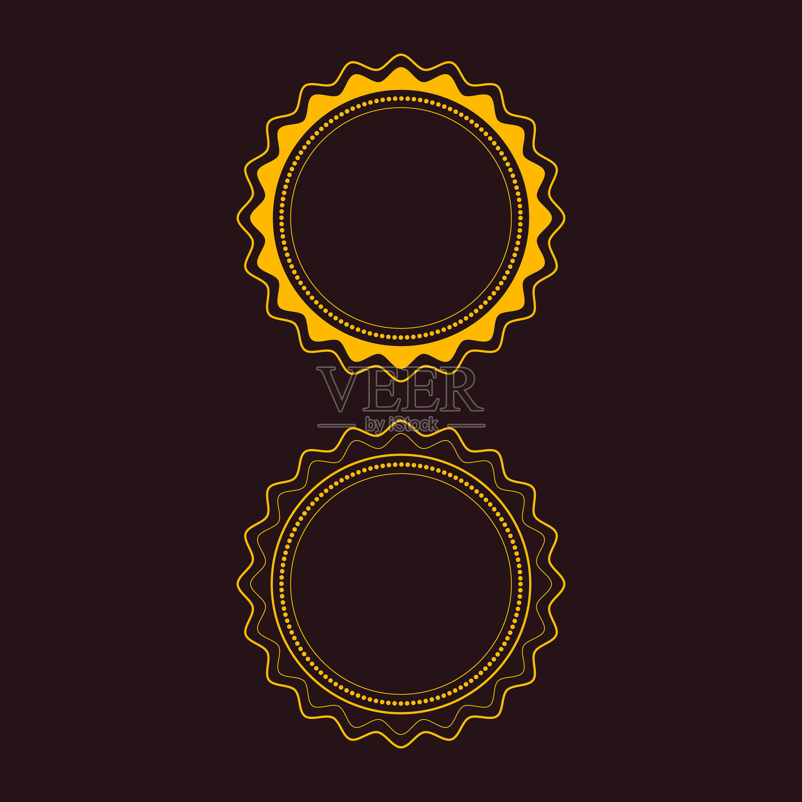 空白复古经典风格徽章，真品保证贴纸，几何简单标志或徽章，圆形图标用于设计项目或产品标签。插画图片素材