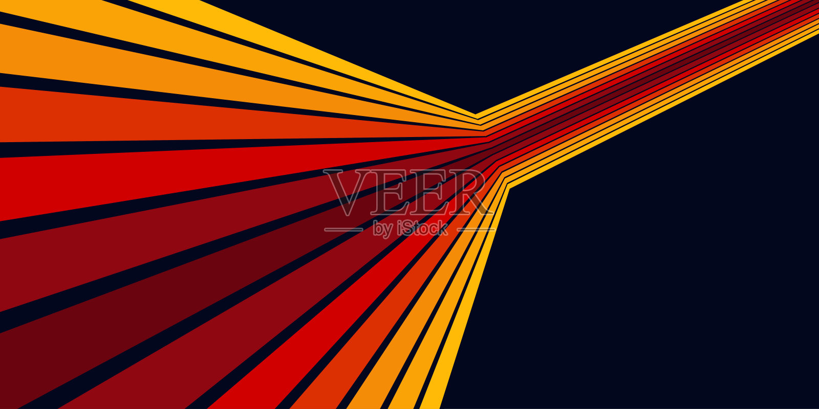 1970年代嬉皮复古风格的彩虹波浪线设计抽象背景。矢量图案可用于布料、纺织品、包装等。插画图片素材