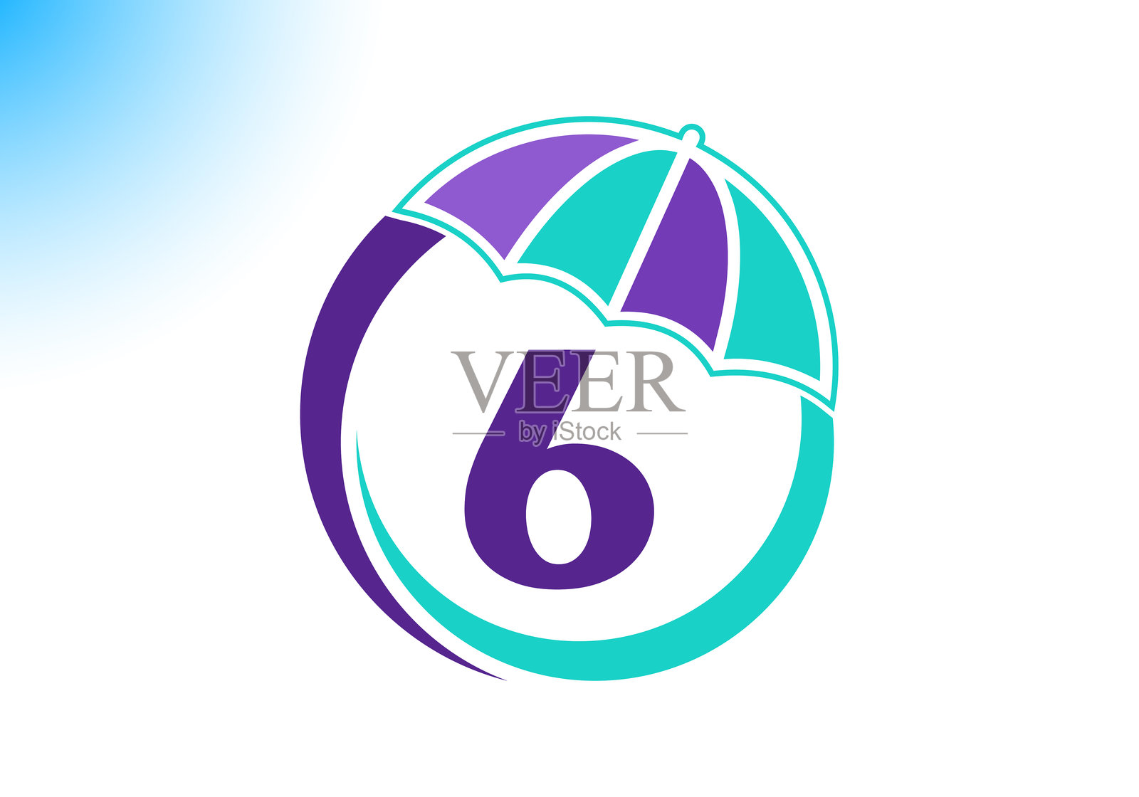 字母6雨伞logo设计矢量模板。插画图片素材
