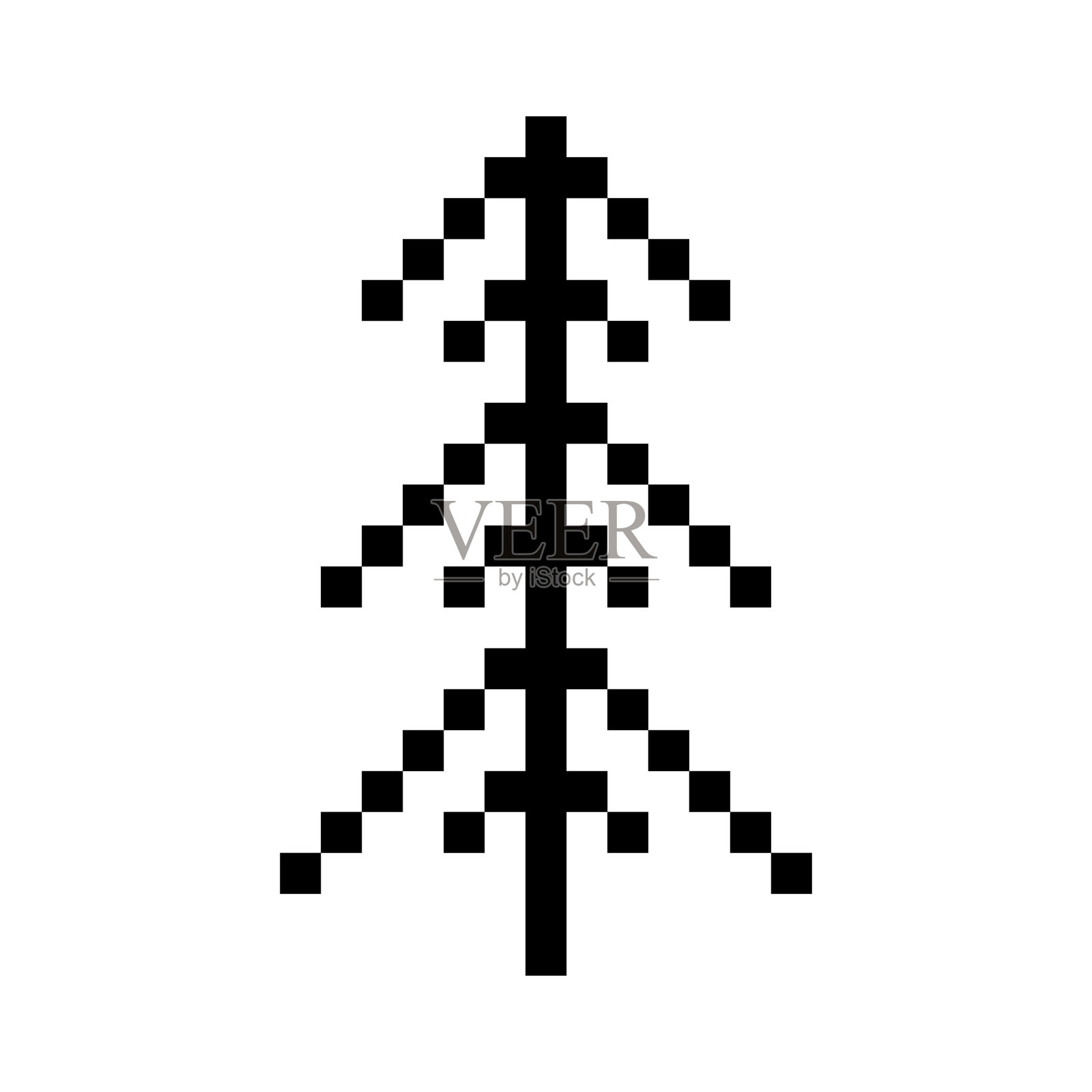 简单设计的圣诞树像素效果插画图片素材