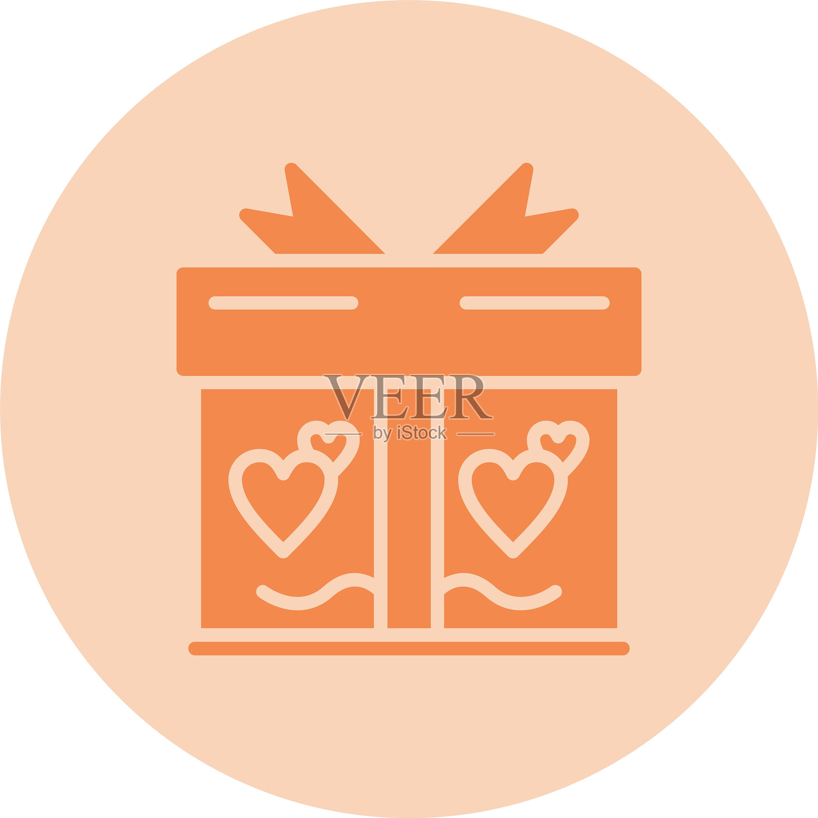 礼品盒图标，圆形渐变设计插画图片素材