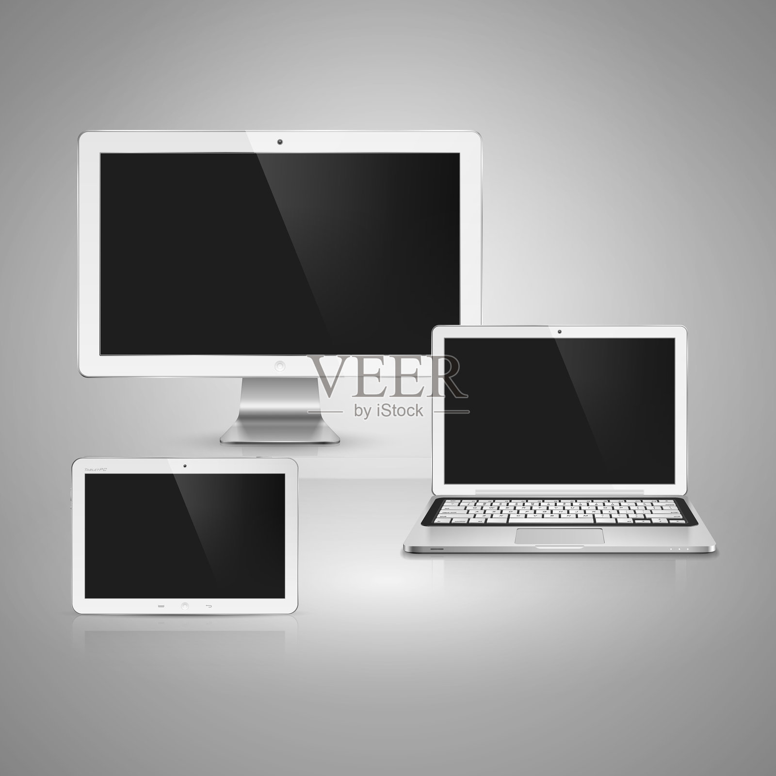 高细节的真实感矢量插图，展示孤立的电子设备插画图片素材