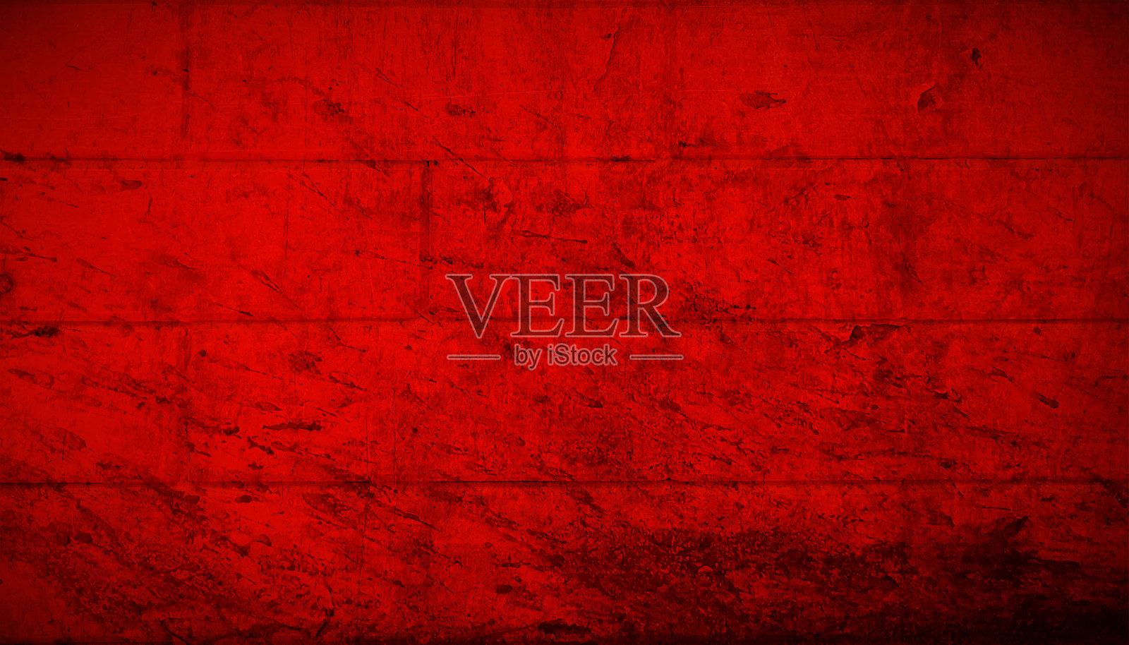 横向空白的粗糙纹理效果，明亮鲜艳的红色和深红色，白washed的旧粗糙乡村风格，受损的风化污垢斑驳的砖墙矢量背景，带有留白空间。插画图片素材