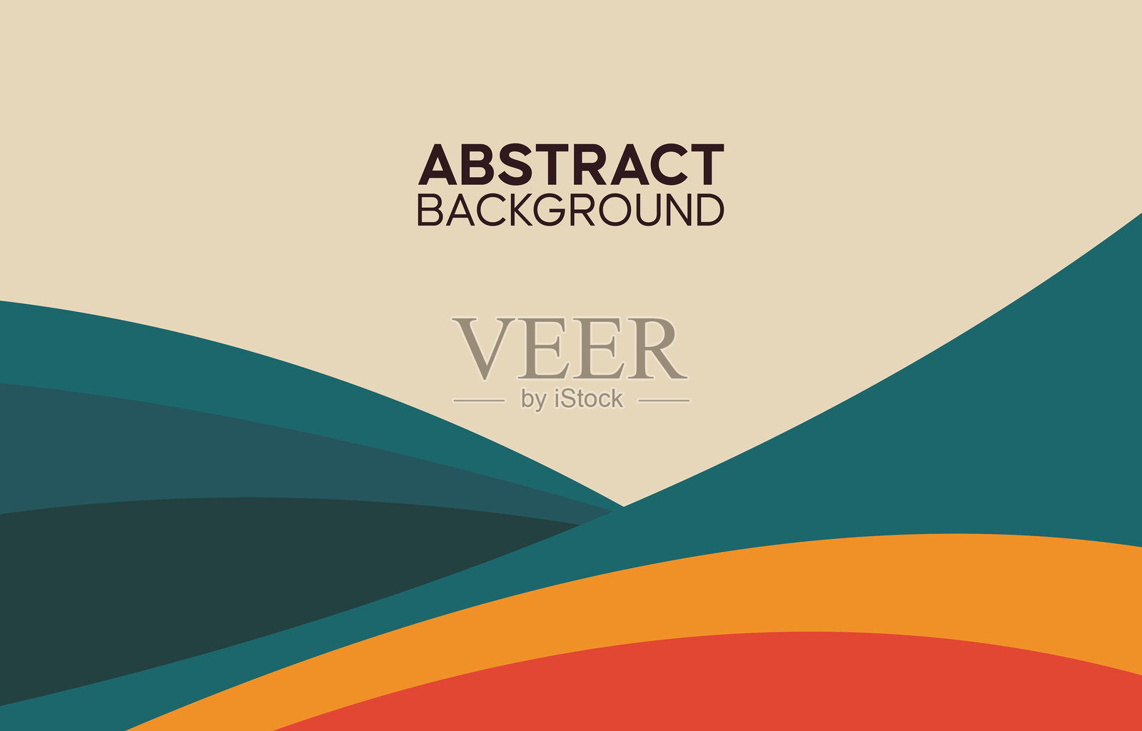 色彩斑斓的抽象背景与波浪几何形状插画图片素材