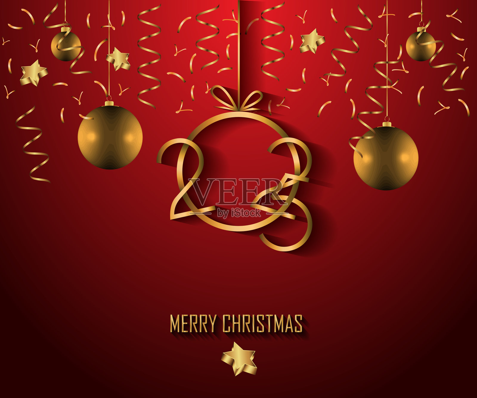 2025年圣诞快乐背景，适用于您的节日邀请函、节日海报和贺卡。插画图片素材