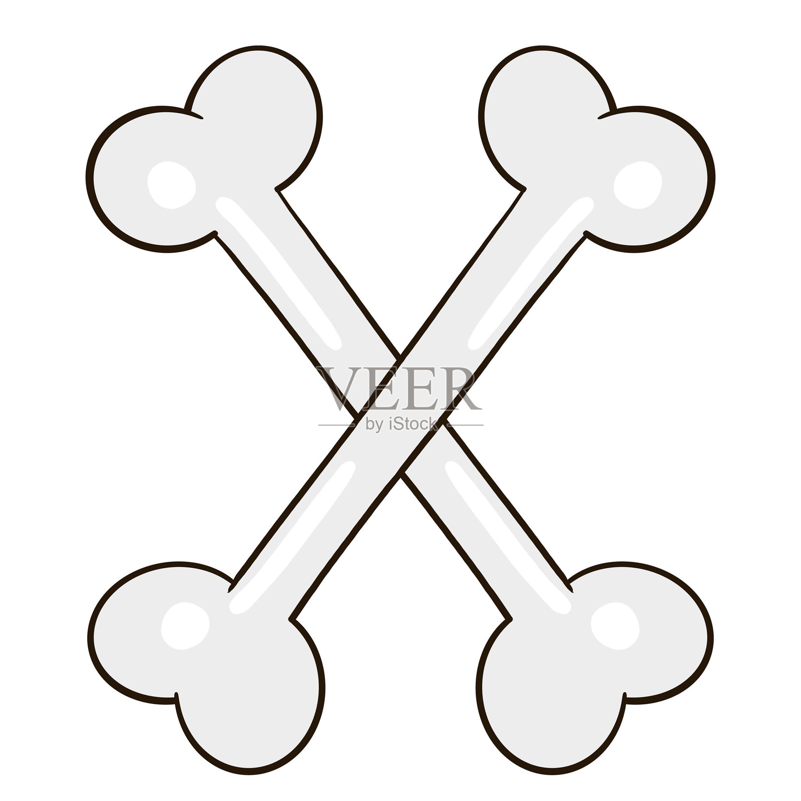 透明背景上的卡通骨头十字架插画图片素材