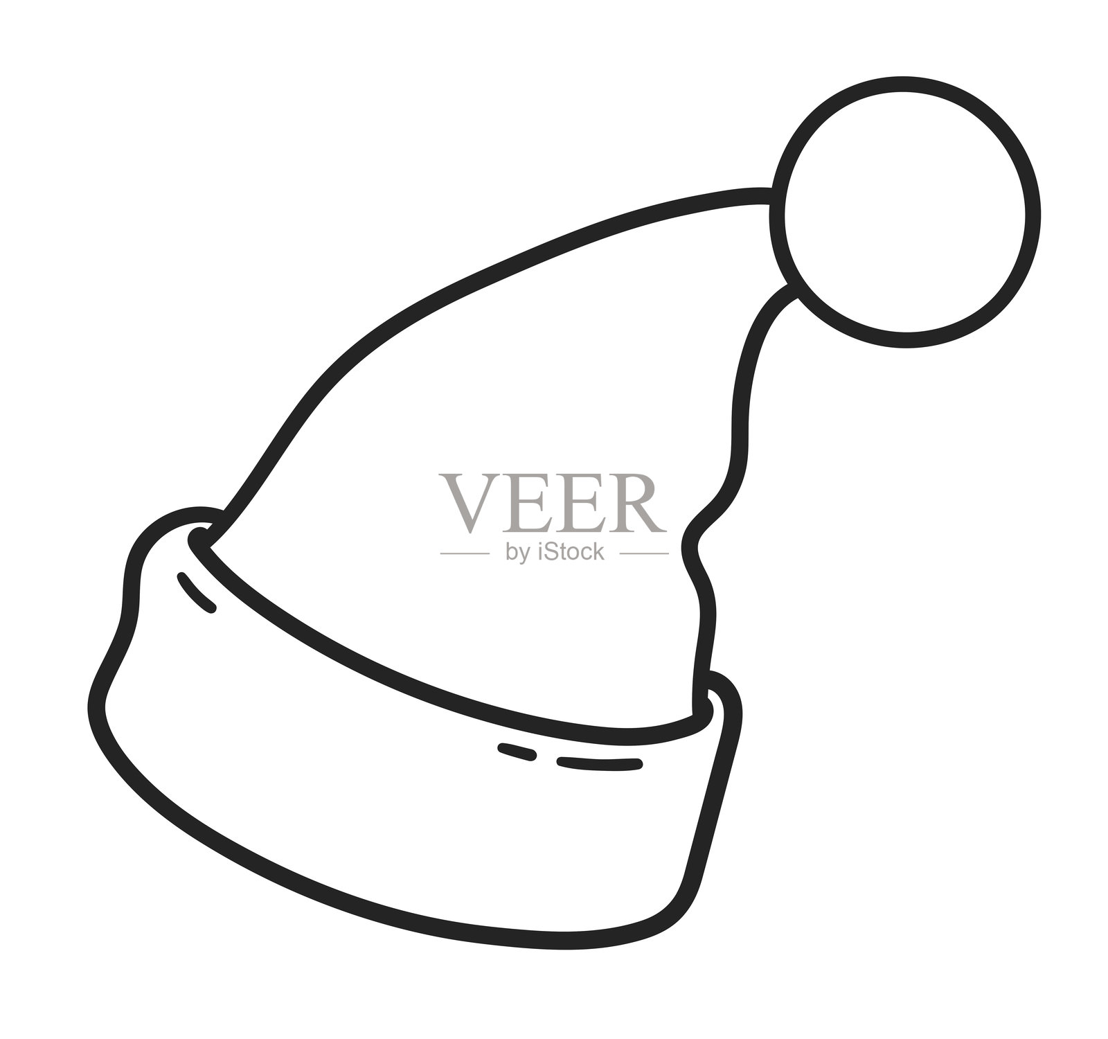 孤立的圣诞老人帽矢量线条艺术插图插画图片素材