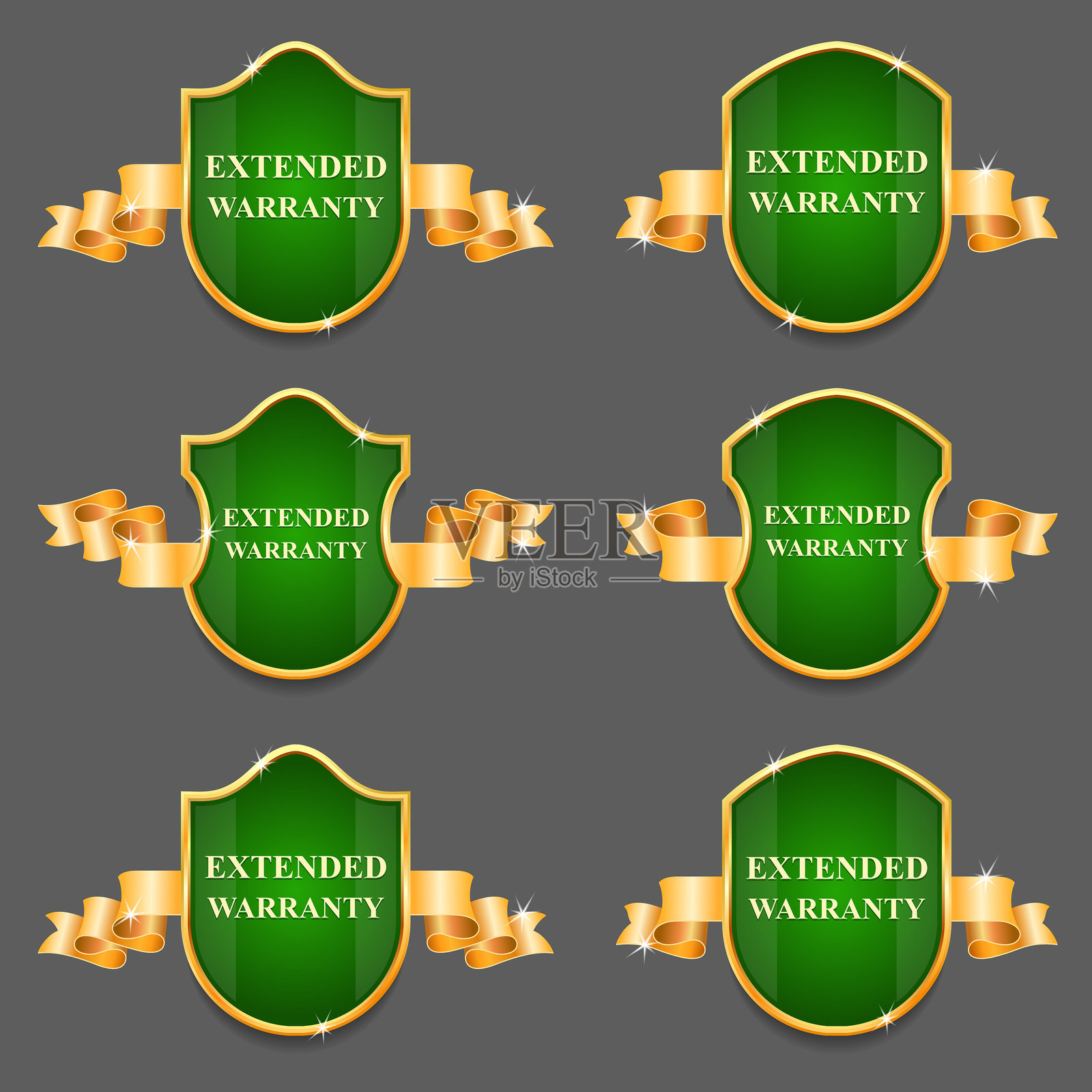 绿色盾牌与延长保修带的组合插画图片素材