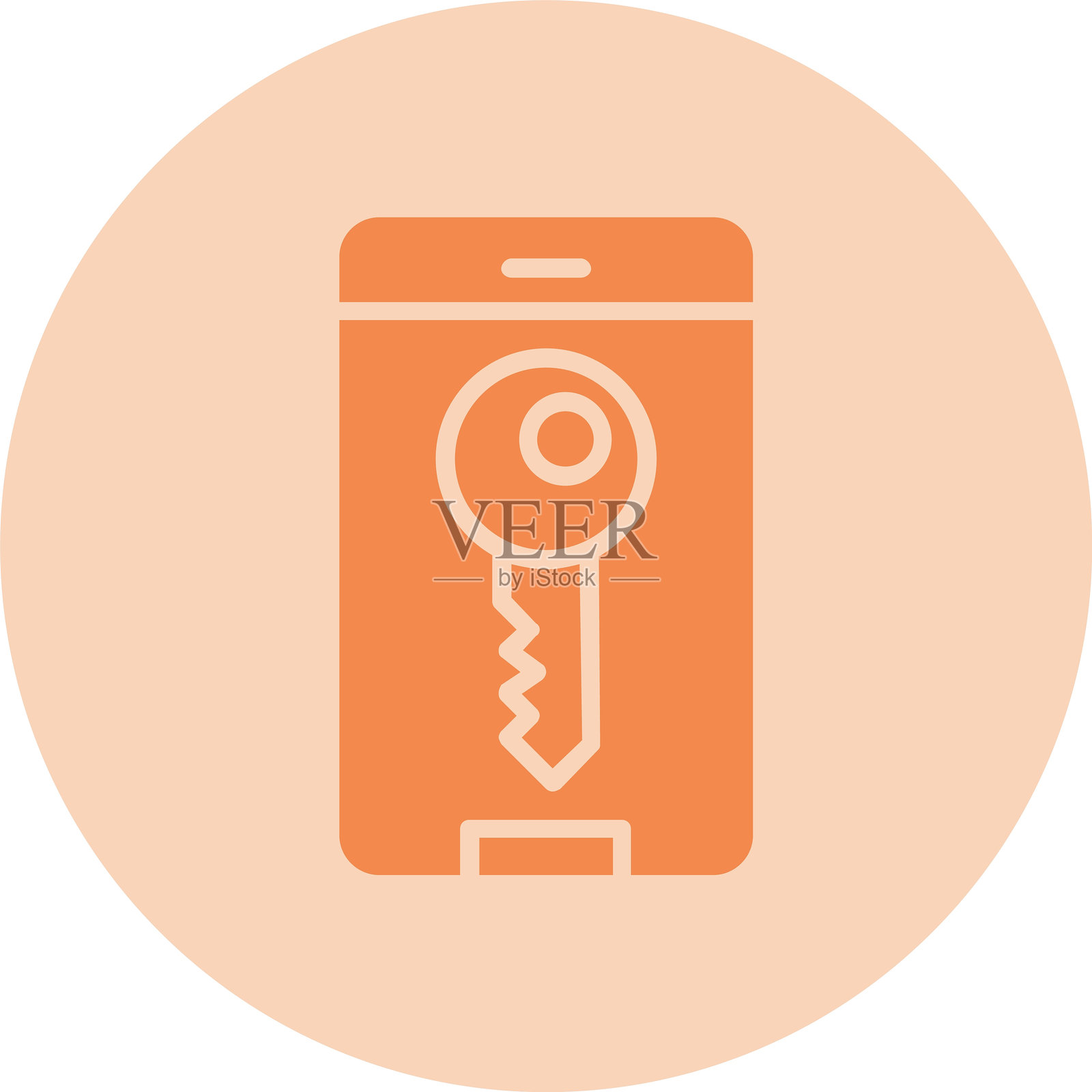 钥匙符号圆形渐变图标插画图片素材