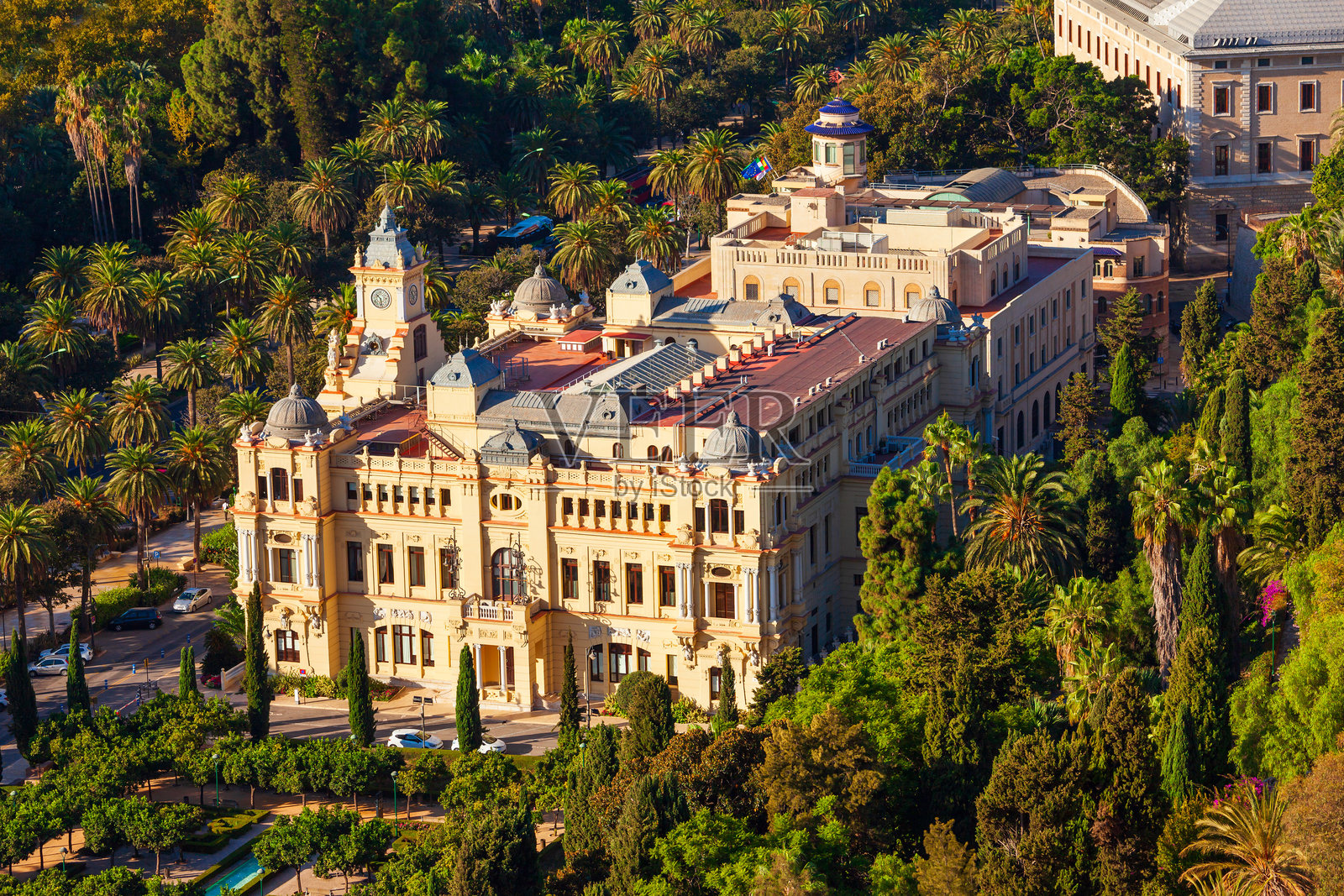 西班牙马拉加市政厅的航拍全景图照片摄影图片
