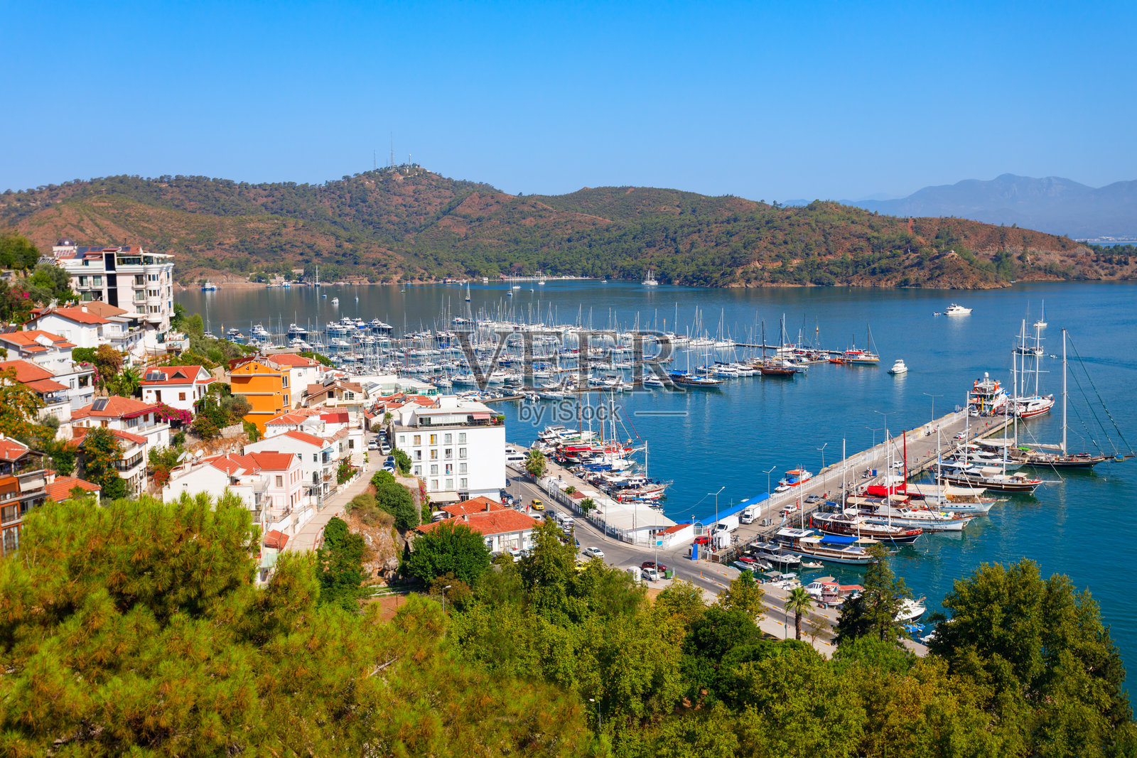 土耳其费特希耶市的空中全景视图照片摄影图片