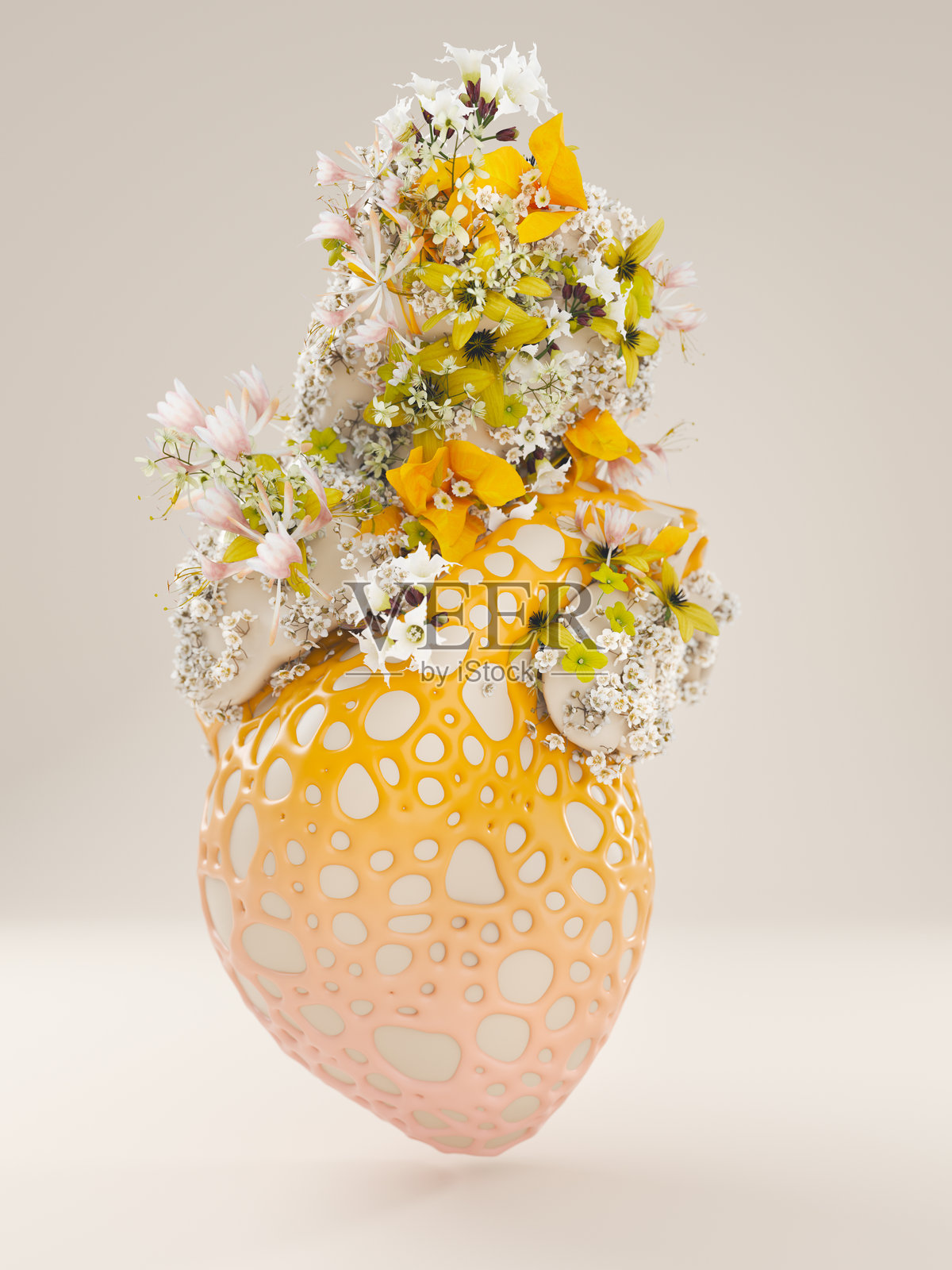 鲜花覆盖的心形照片摄影图片