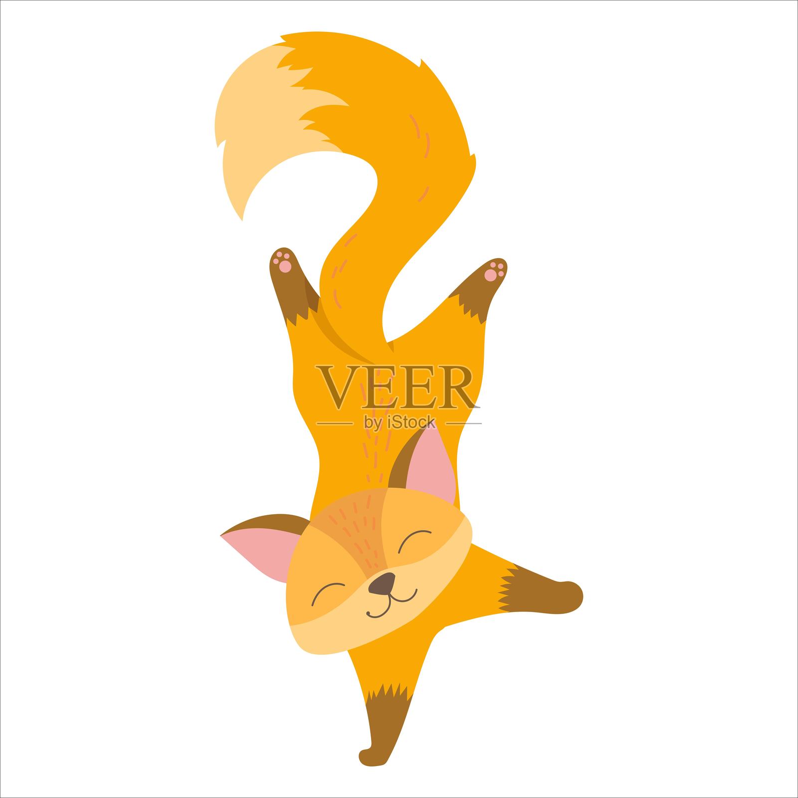 狐狸杂技演员。马戏团。毛茸茸的动物。特技。节日或集市的装饰。白色背景上的矢量插图。插画图片素材