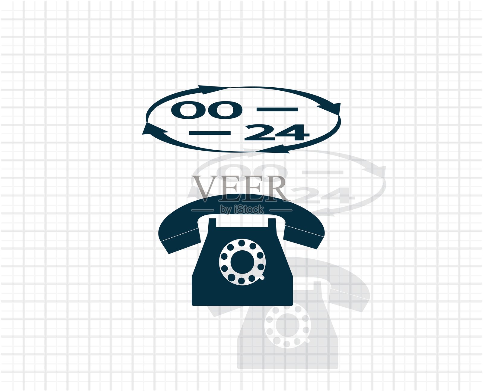 闹钟上的营业时间标志 - 24小时插画图片素材