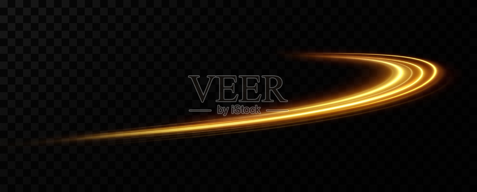 闪亮的漩涡环在透明背景上闪烁。闪烁的圆圈带有光效。光圈旋转霓虹灯效应，螺旋光线。插画图片素材