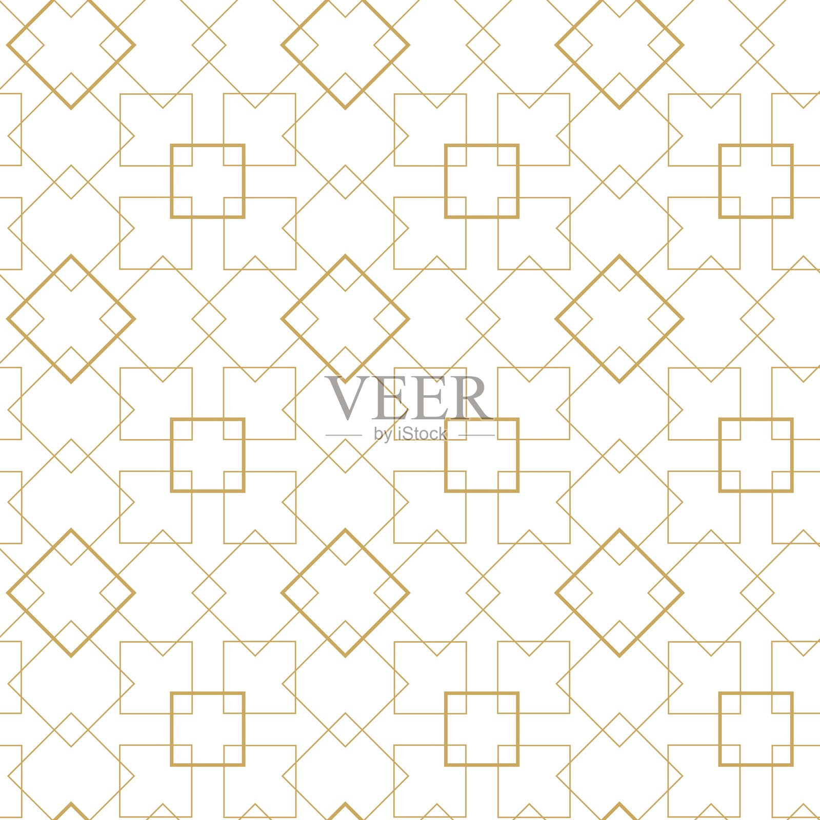 抽象几何图案，包含方块、条纹和线条。无缝矢量背景。插画图片素材