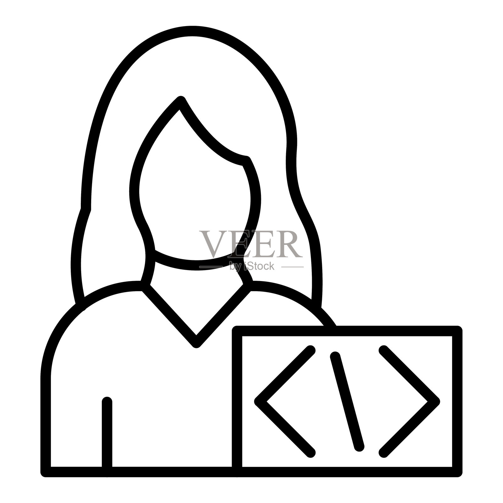 矢量设计编码女性图标风格插画图片素材