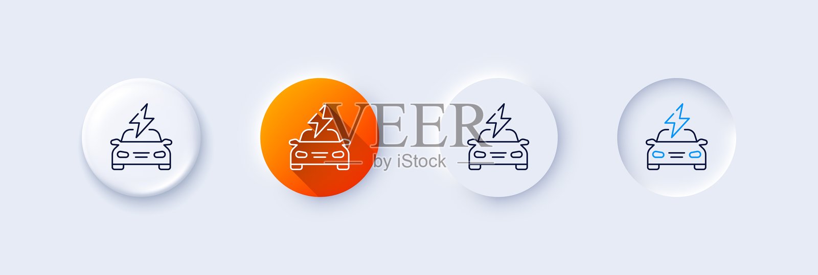 电动车充电线图标。电动车充电标志。线条图标。矢量图。插画图片素材