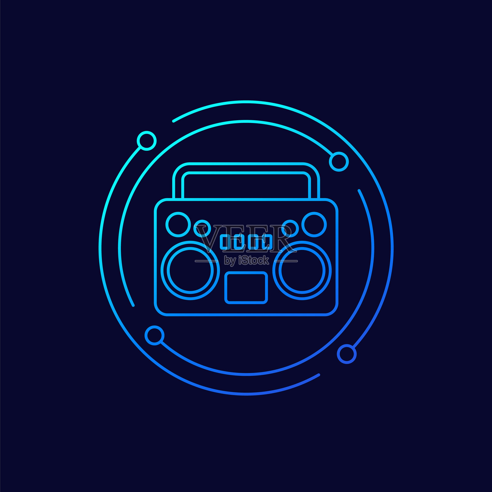 便携音响、卡带录音机图标，线性设计插画图片素材