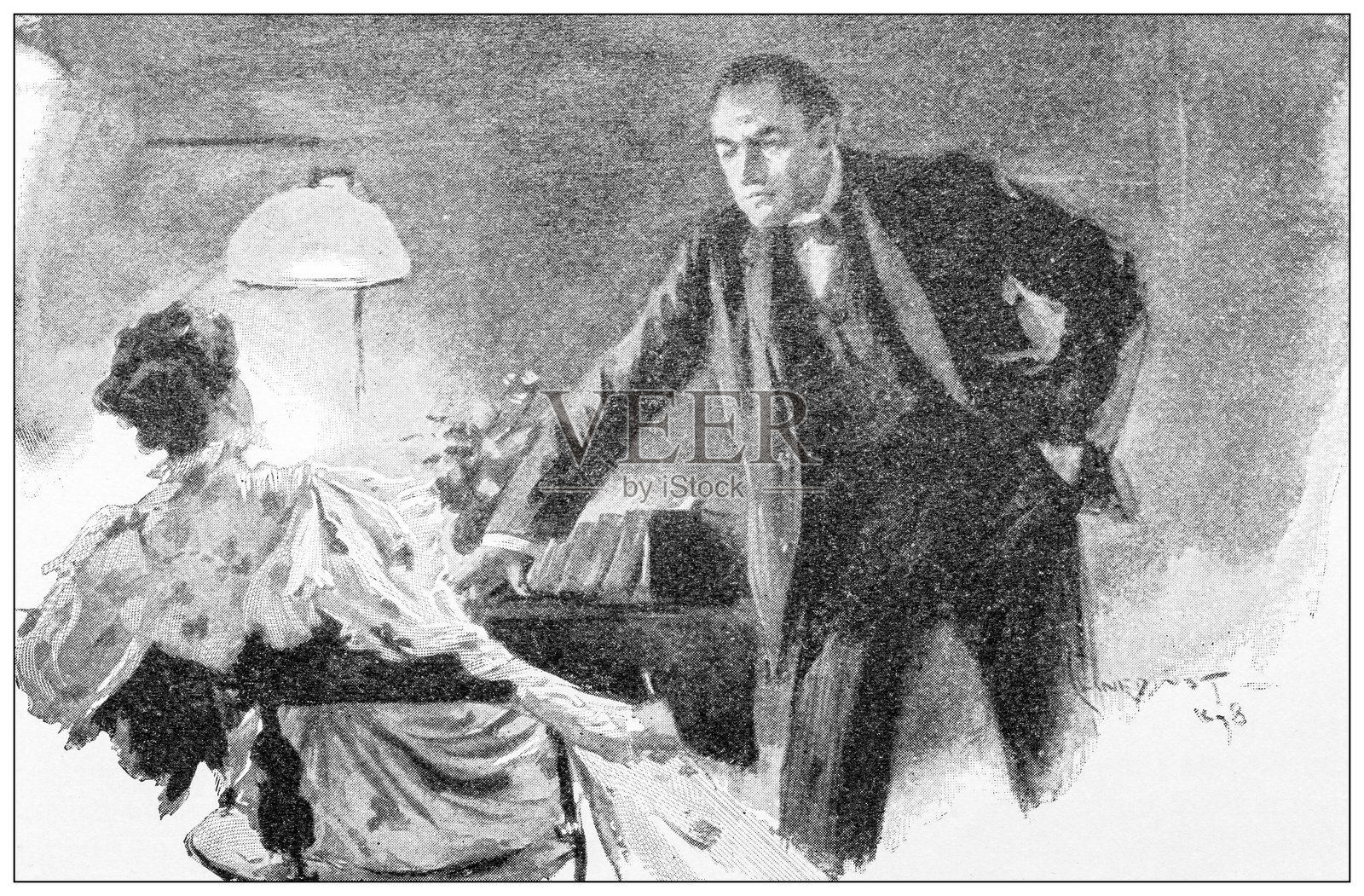 古董图片：情侣插画图片素材