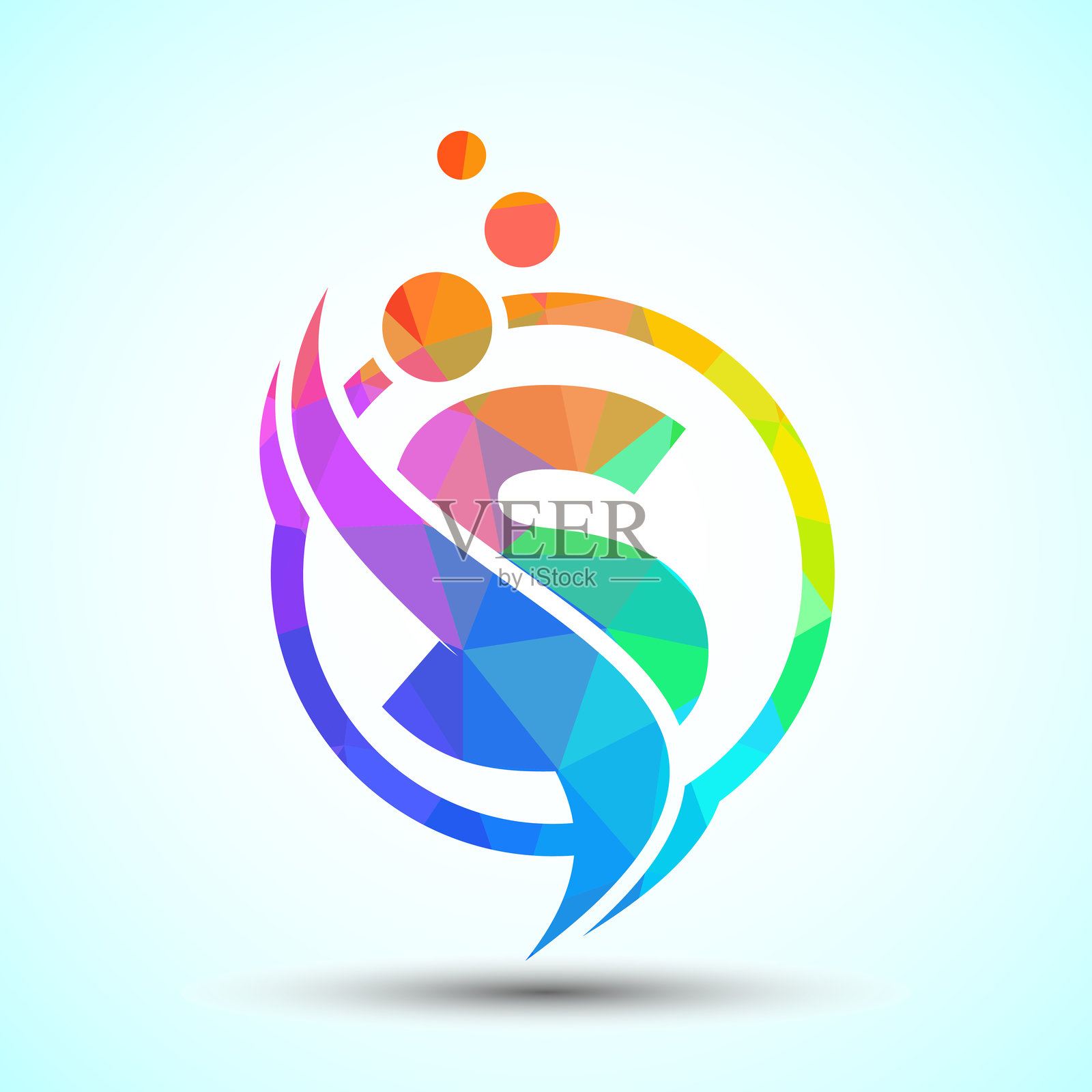 带有弯曲线的多边形字母S，生物科技标志设计概念。科学技术的标志类型。插画图片素材