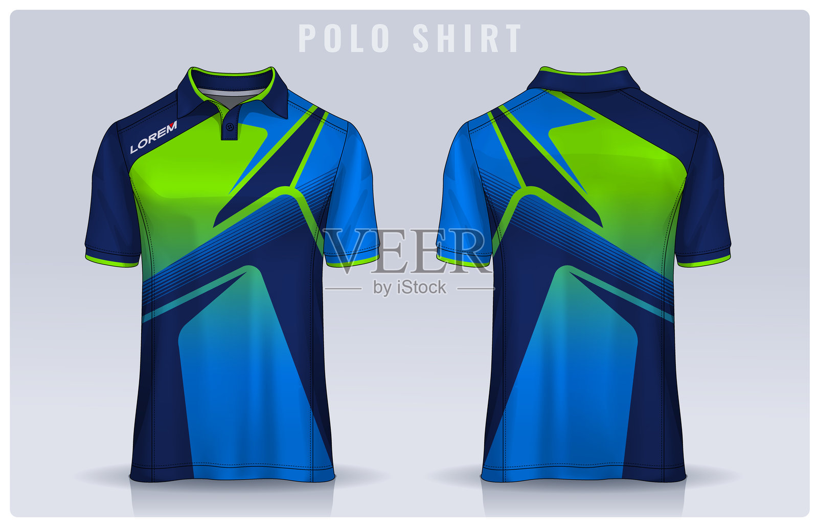 T恤和Polo衫模板设计。制服的正面和背面视图。插画图片素材