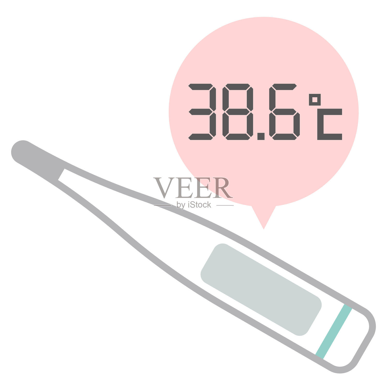 简单的温度计矢量插图。38.6℃插画图片素材