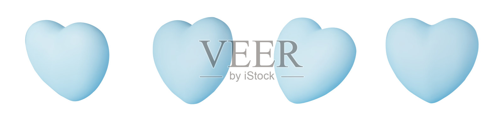 蓝色情人节爱心合集（3D渲染矢量图）插画图片素材