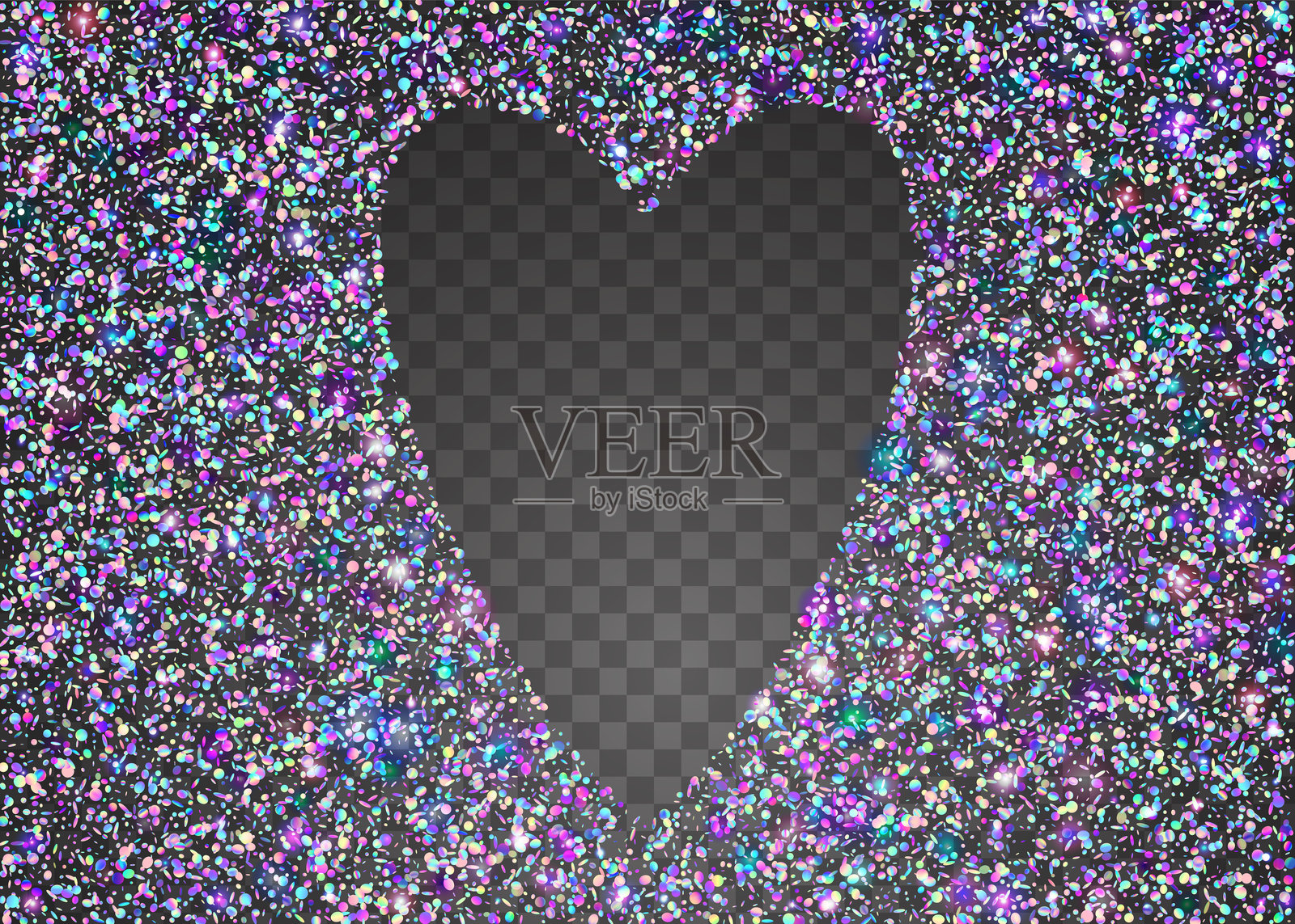 独角兽爆发。下落的丝带。眩光图案。彩虹亮片。光线隔离模板。派对五彩纸屑。蓝色快乐背景。数字横幅。紫色独角兽爆发。插画图片素材