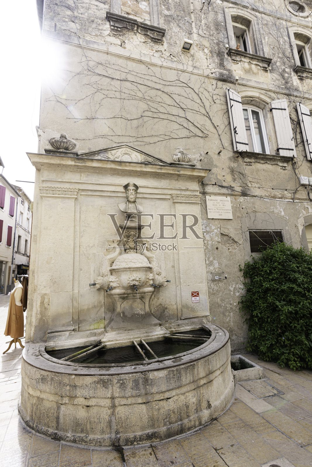 圣雷米的诺查丹玛斯喷泉照片摄影图片