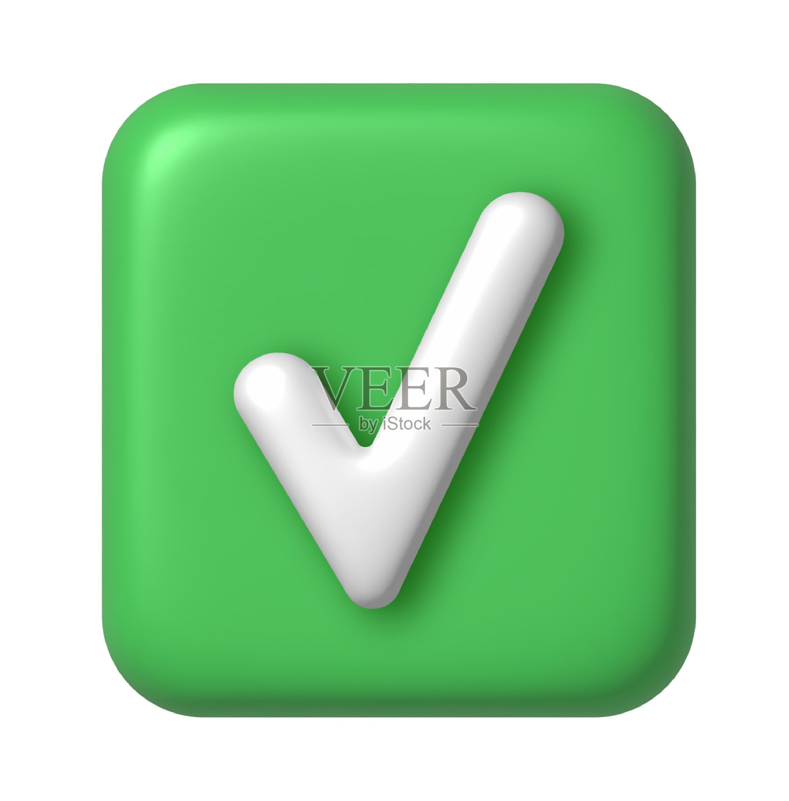 白色背景的绿色对勾图标照片摄影图片