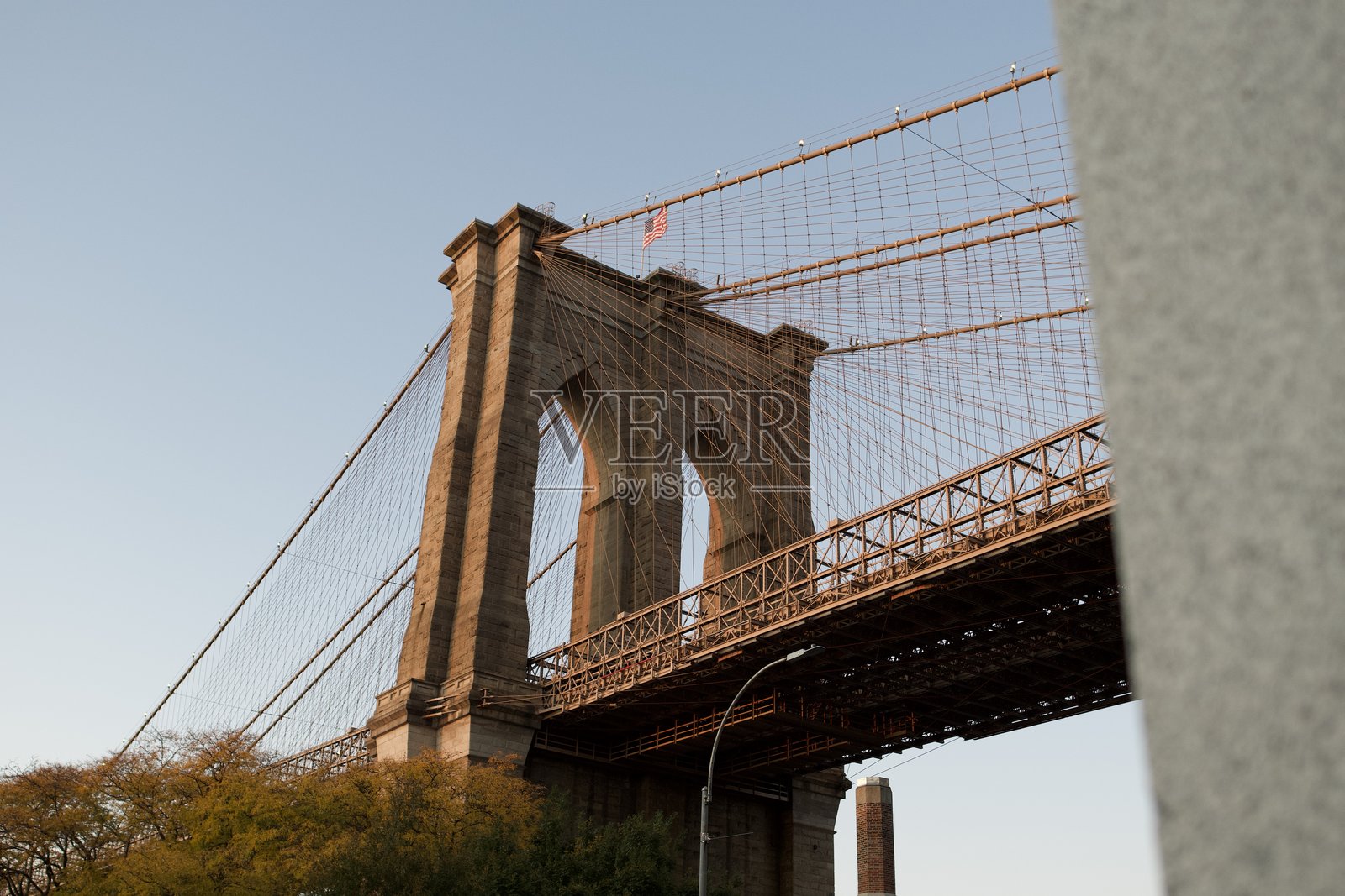 仰望布鲁克林大桥照片摄影图片