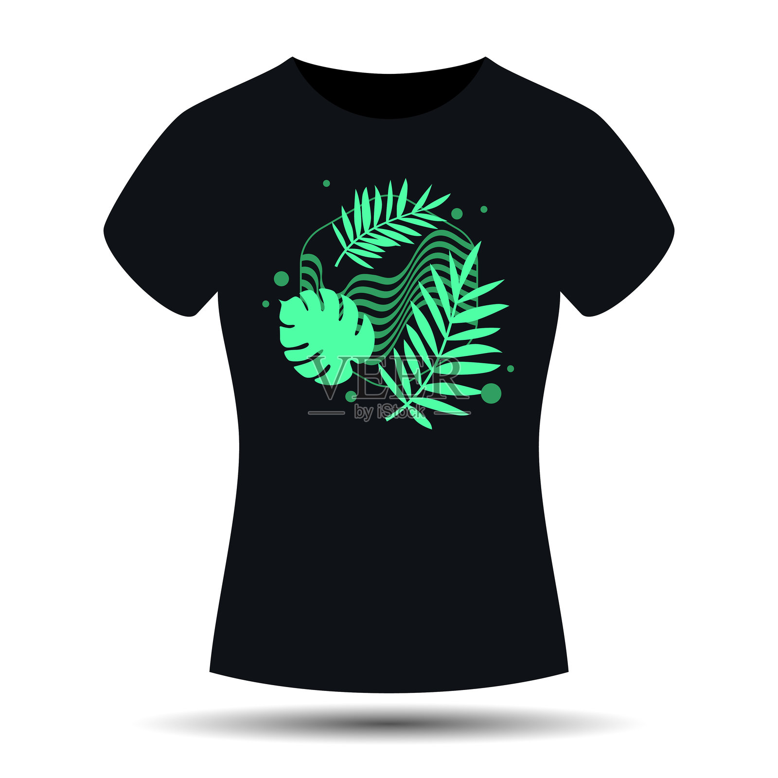 服装插图。T恤印刷。用于在服装上放置插图的模板。插画图片素材