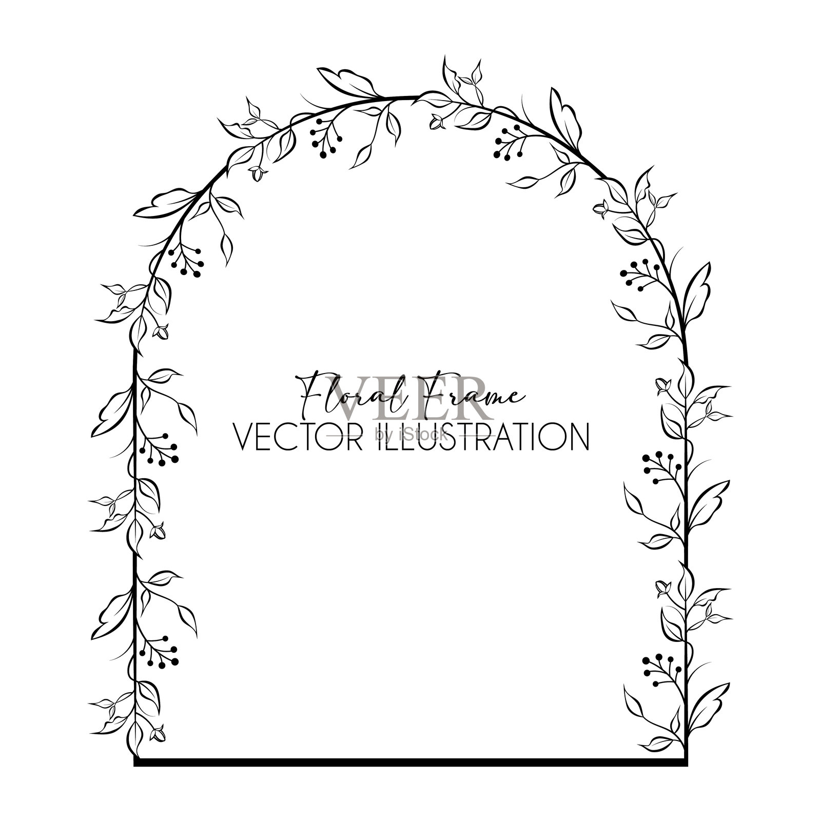 几何婚礼花卉邀请函，带有多边形线条艺术和时尚的花卉婚礼邀请函插画图片素材