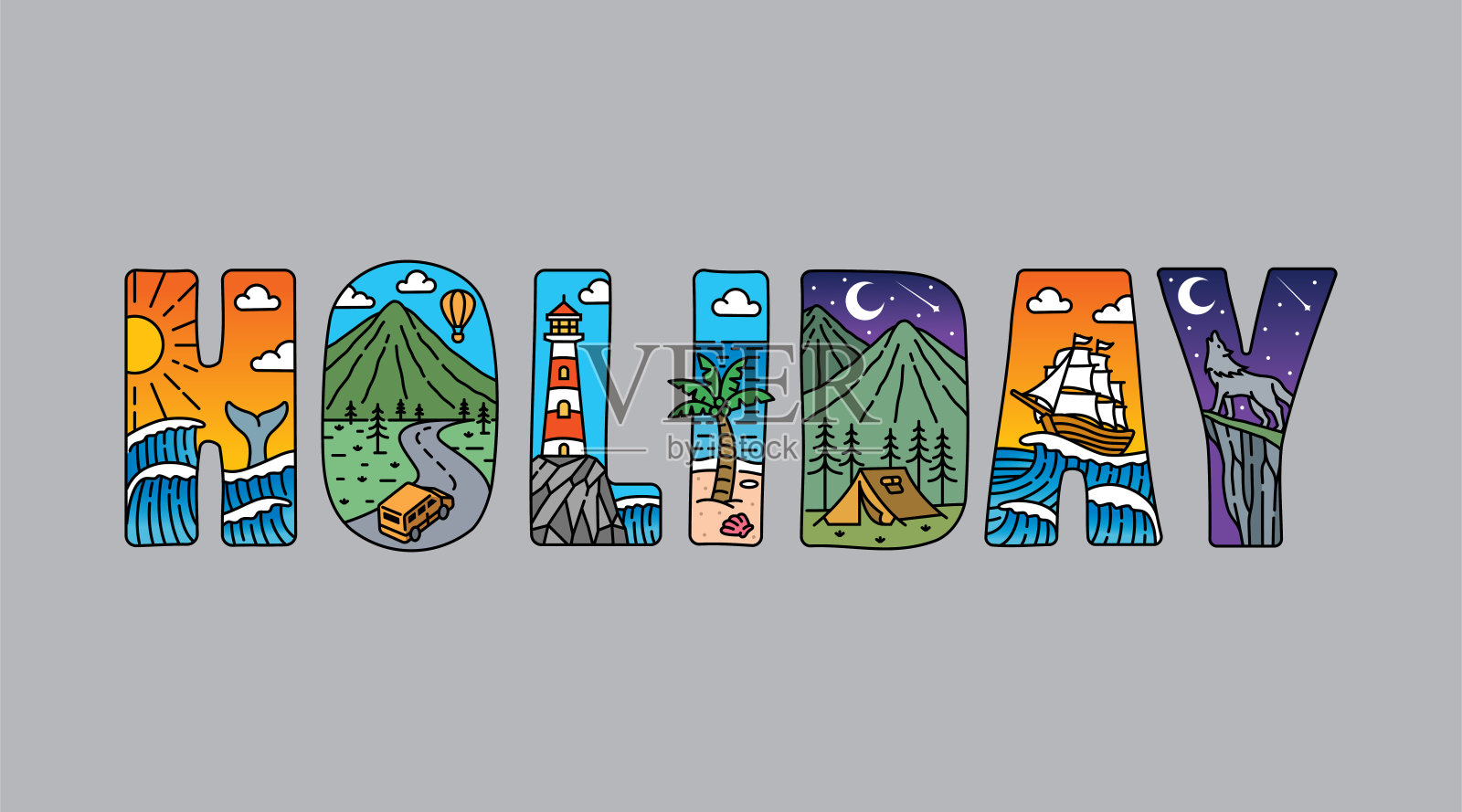 假日排版设计矢量图，适用于T恤、海报及其他用途插画图片素材