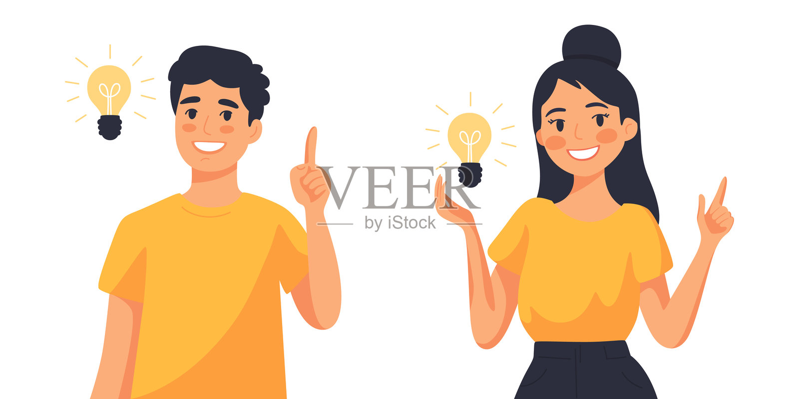 男人和女人有灯泡创意标志插画图片素材