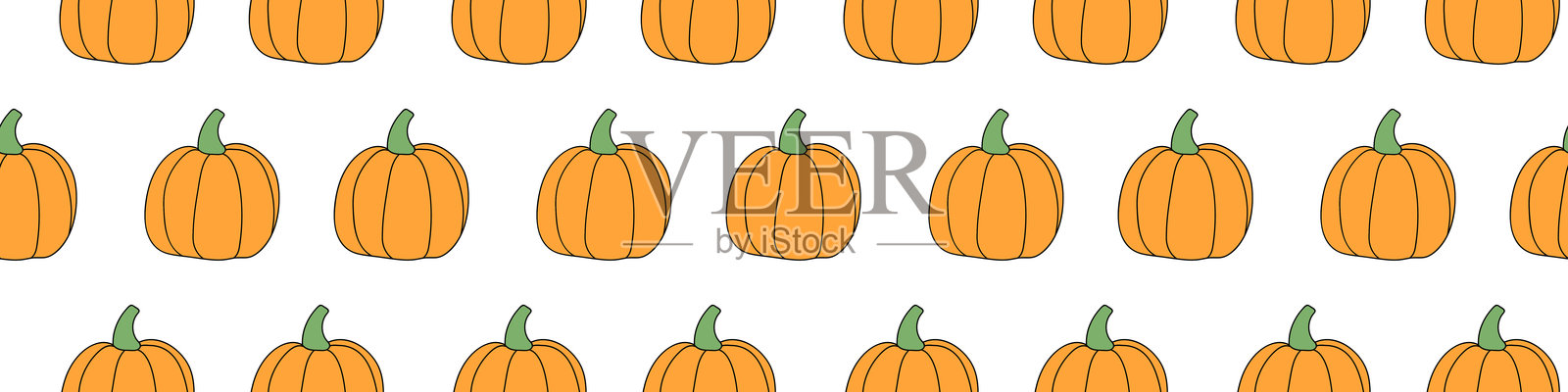 矢量无缝图案，轮廓南瓜以涂鸦风格呈现。万圣节或感恩节背景和纹理插画图片素材