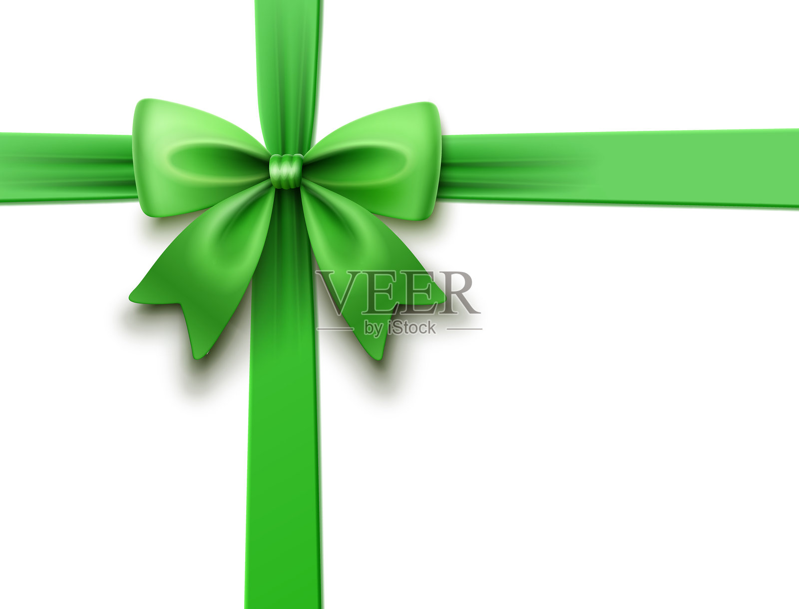 光滑的绿色蝴蝶结，交叉设计，矢量插图插画图片素材