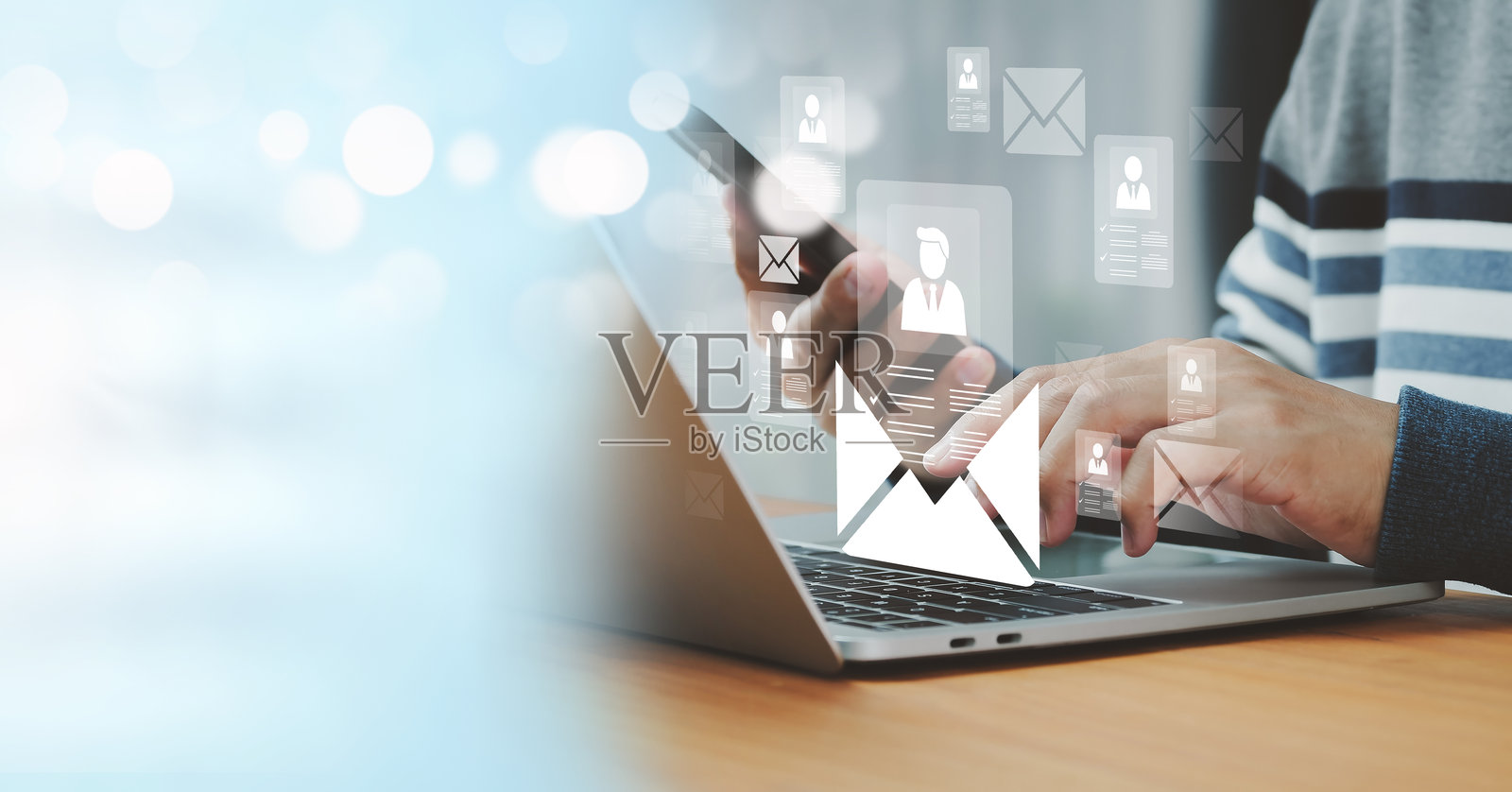 人力资源部的电子邮件：关于被录用的邮件照片摄影图片