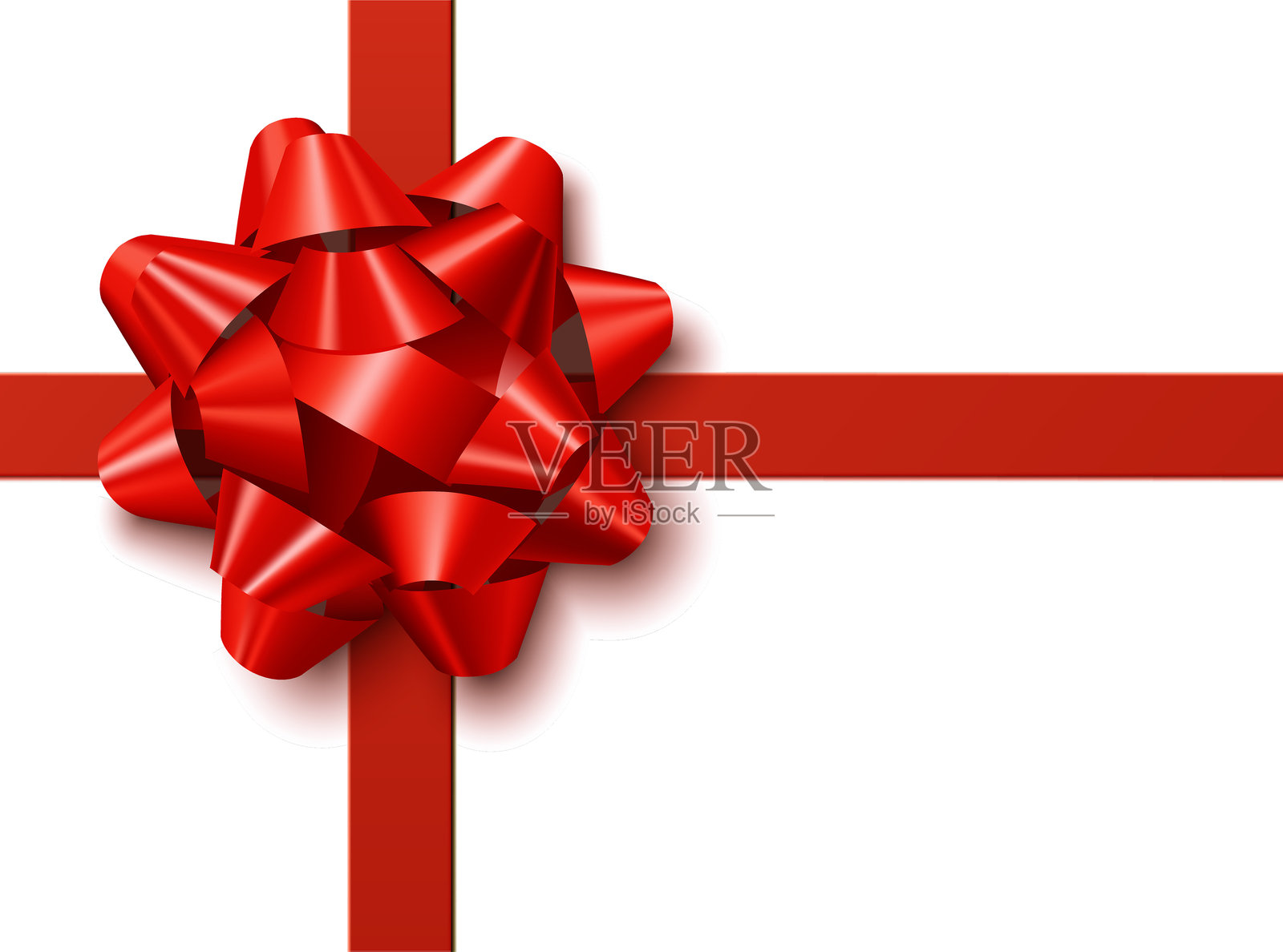 光泽红色蝴蝶结与交叉设计的丝带，矢量插图插画图片素材