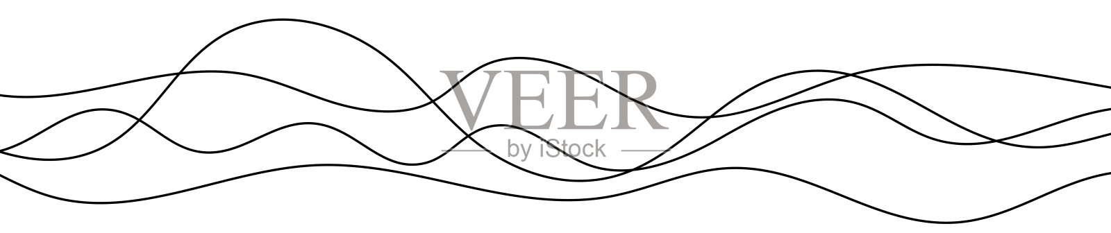 细长的弯曲波浪线插画图片素材