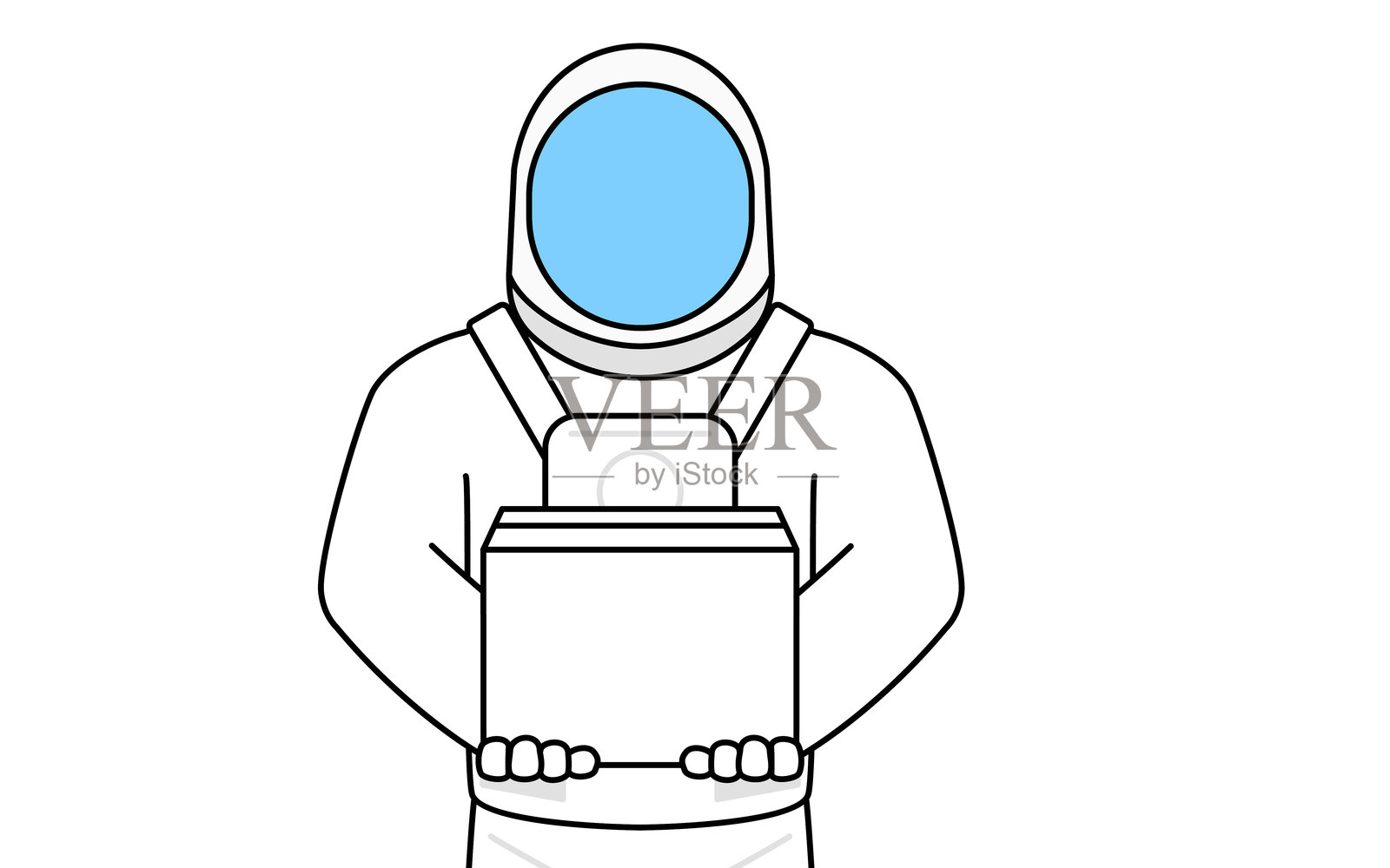 宇航员搬运纸箱插画图片素材